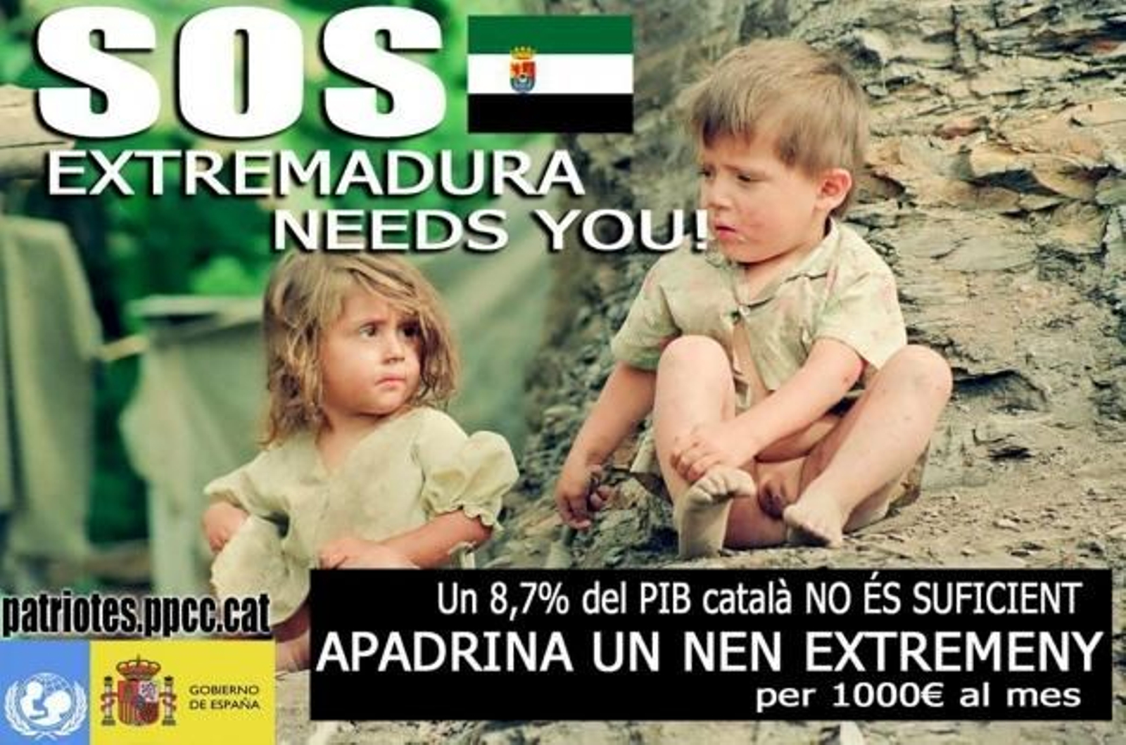 Imagen de la falsa campaña de apadrinamiento de niños de Extremadura. (Foto: EFE)