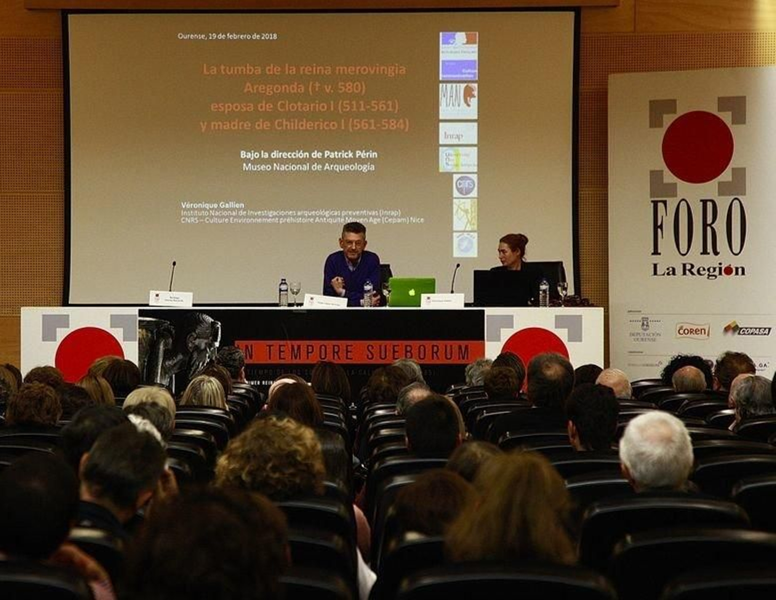 OURENSE. 19/02/2018 Simeon, Foro La Region. In Tempore Sueborum.  Interviene Veronique Gaillen. Jorge Lopez y Veronique Gaillen Foto: Miguel Angel