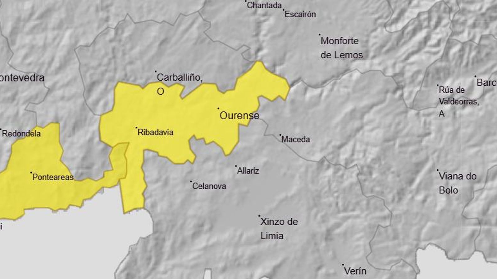 La zona marcada bajo la alerta amarilla este viernes en Ourense por calor