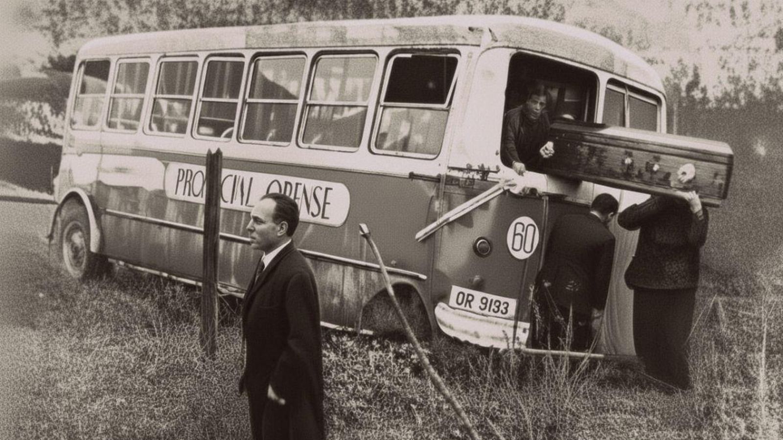 1964 accidente de Trasalva- Quíntela. Perdón por lo tétrico de la imagen, pero es real. Imagen tratada con I.A.