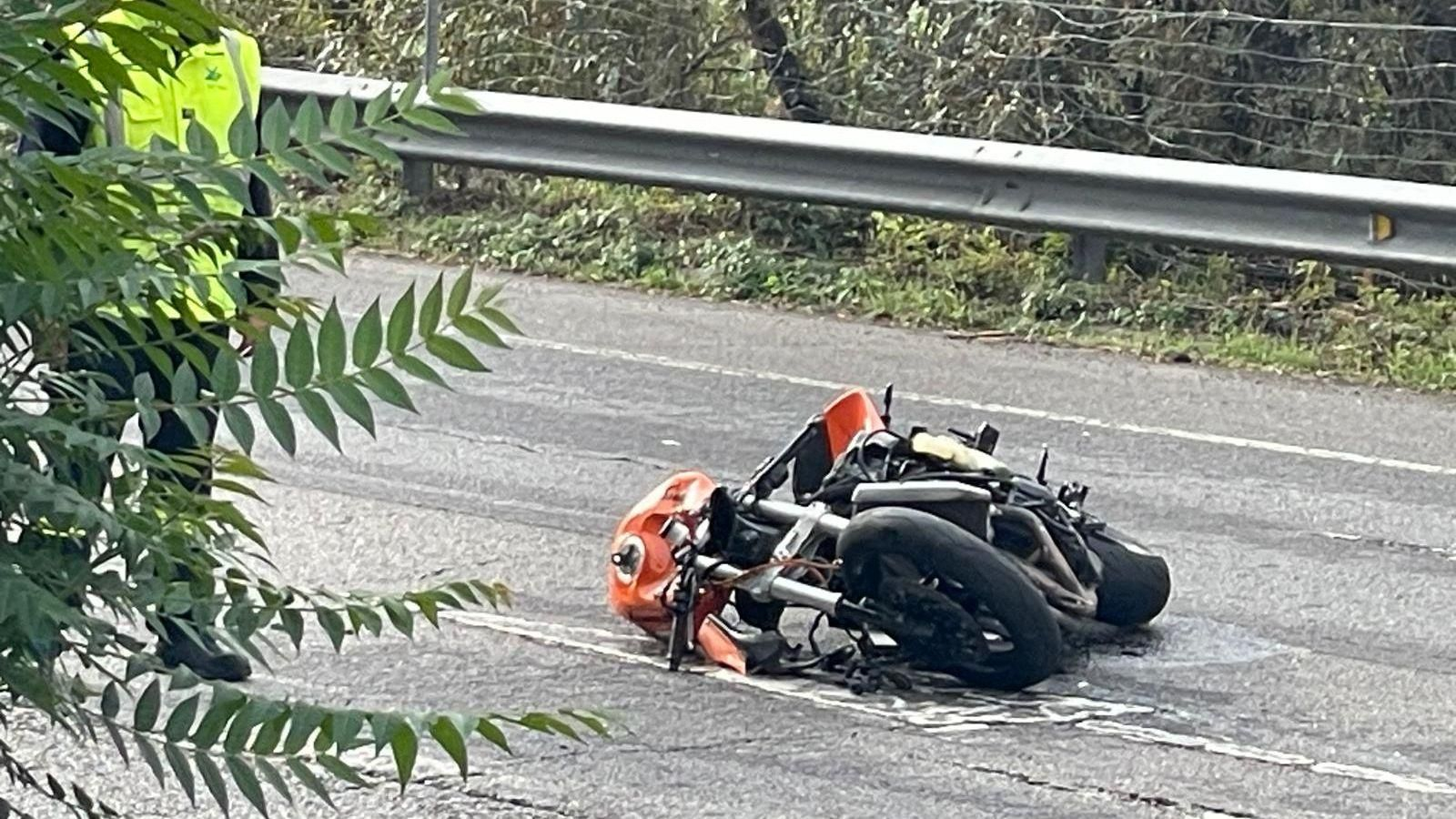 La moto accidentada en Ourense