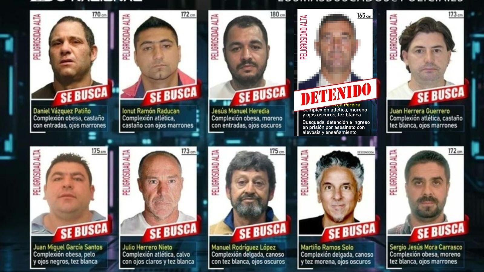 "Los 10 más buscados" con la detención de uno de ellos