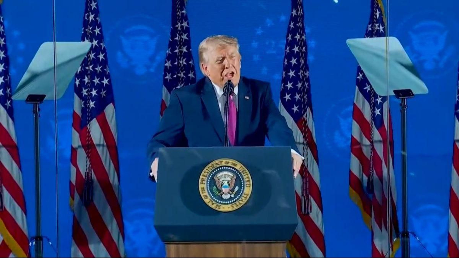 Donald Trump, desde el Monte Rushmore, durante su discurso.