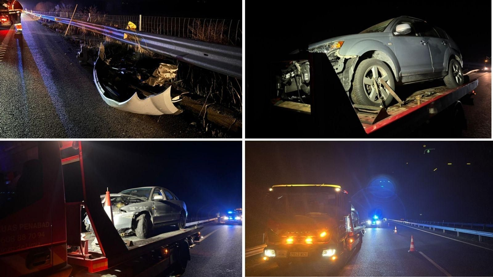 El accidente obligó a cortar un carril de la A-52 mientras se retiraban los vehículos siniestrados