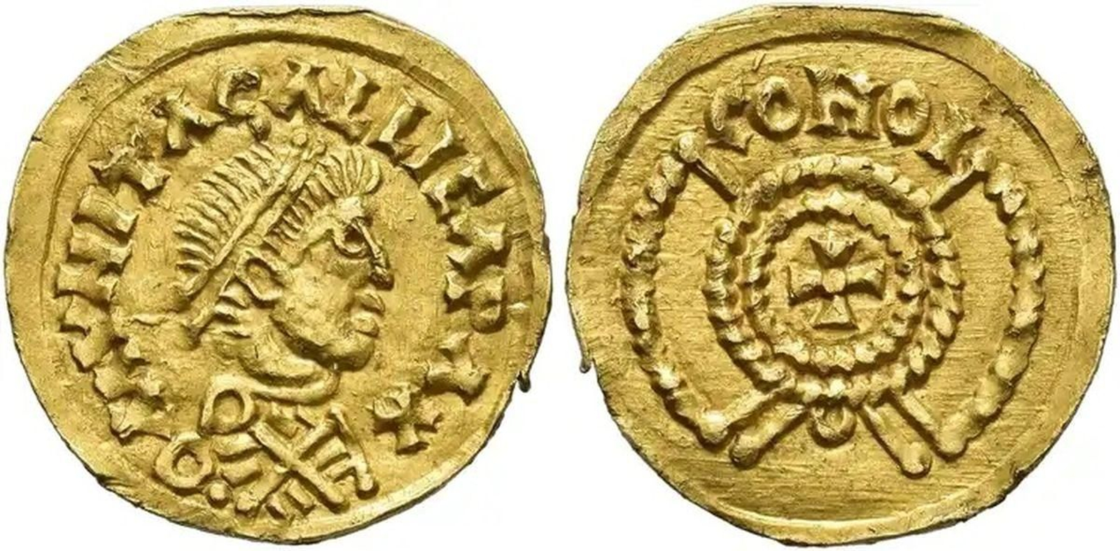 La pieza “Tremissis Suevo serie Latina Mvnita”.