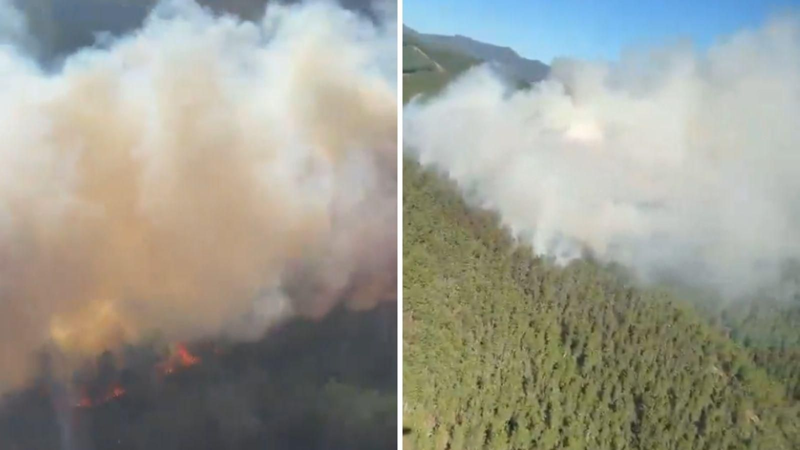 Imagen aérea del incendio forestal en Quiroga