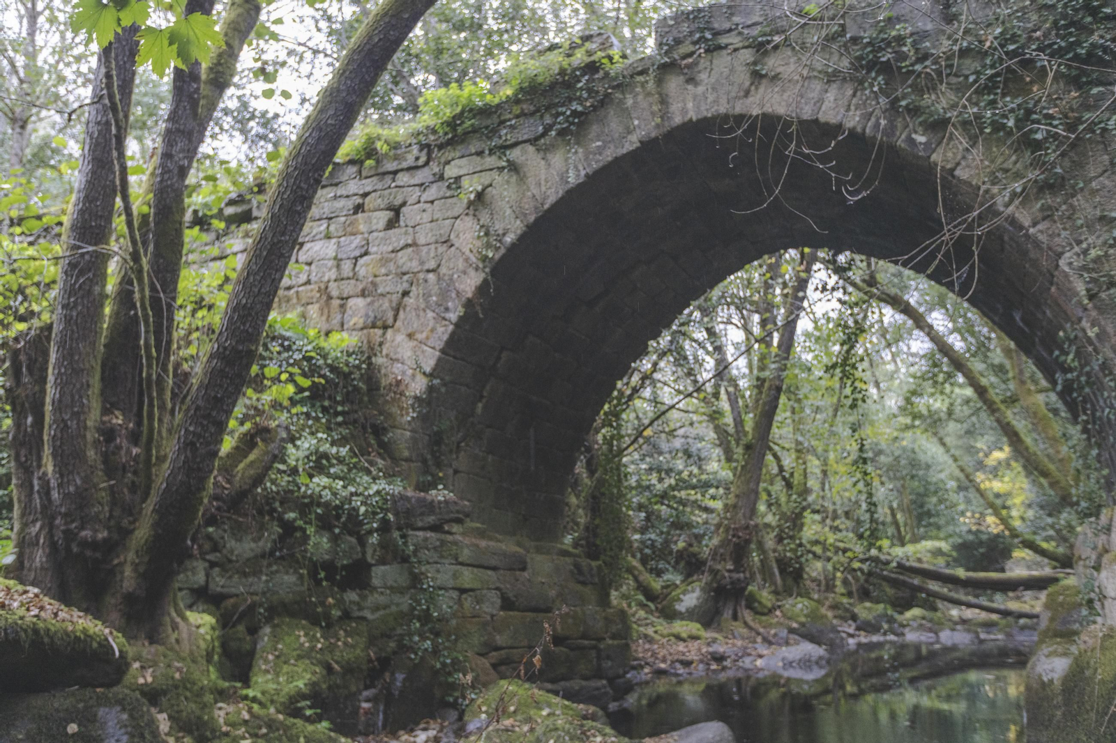 Galería | A Teixeira cierra al paso el puente medieval de Lumeares por riesgo de derrumbe