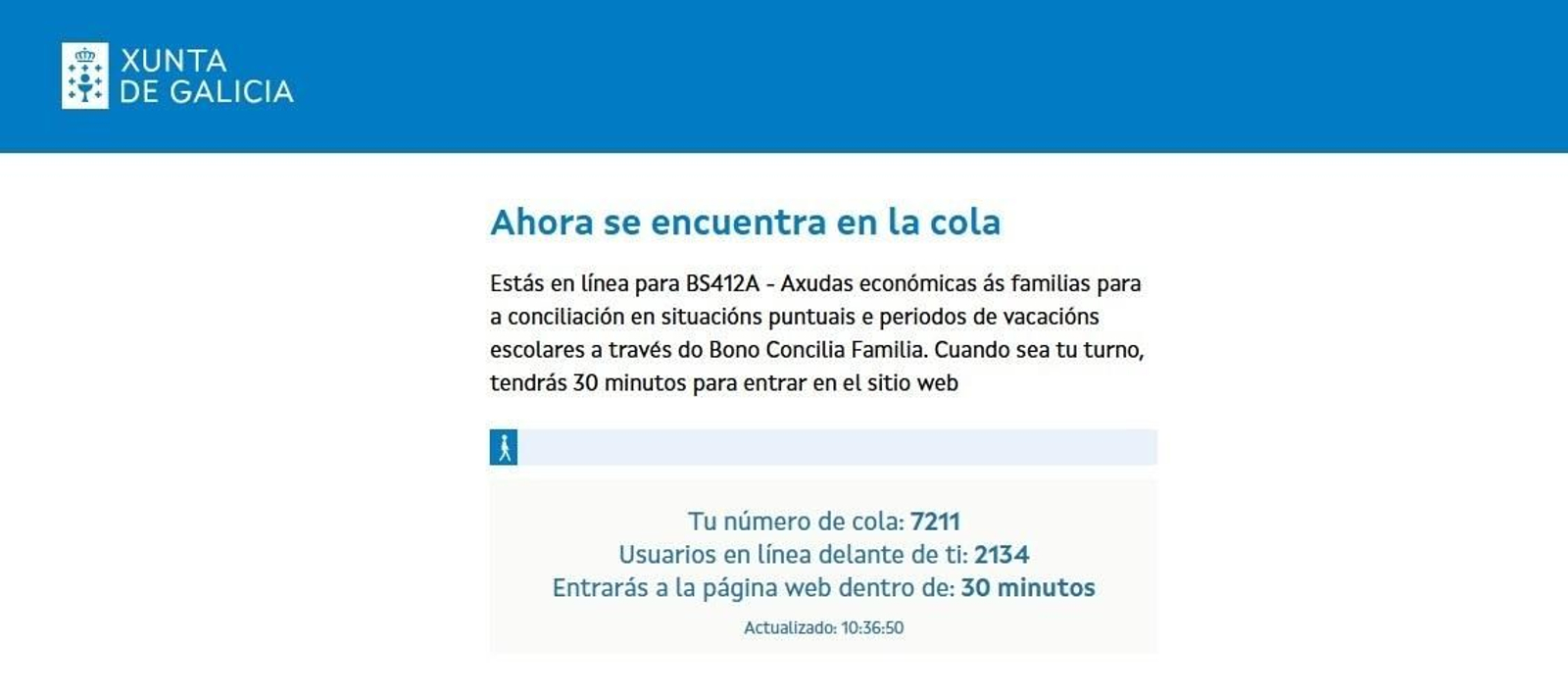 Comienza el plazo para pedir el Bono Concilia de la Xunta, con colas virtuales de miles de personas y esperas de más de una hora.