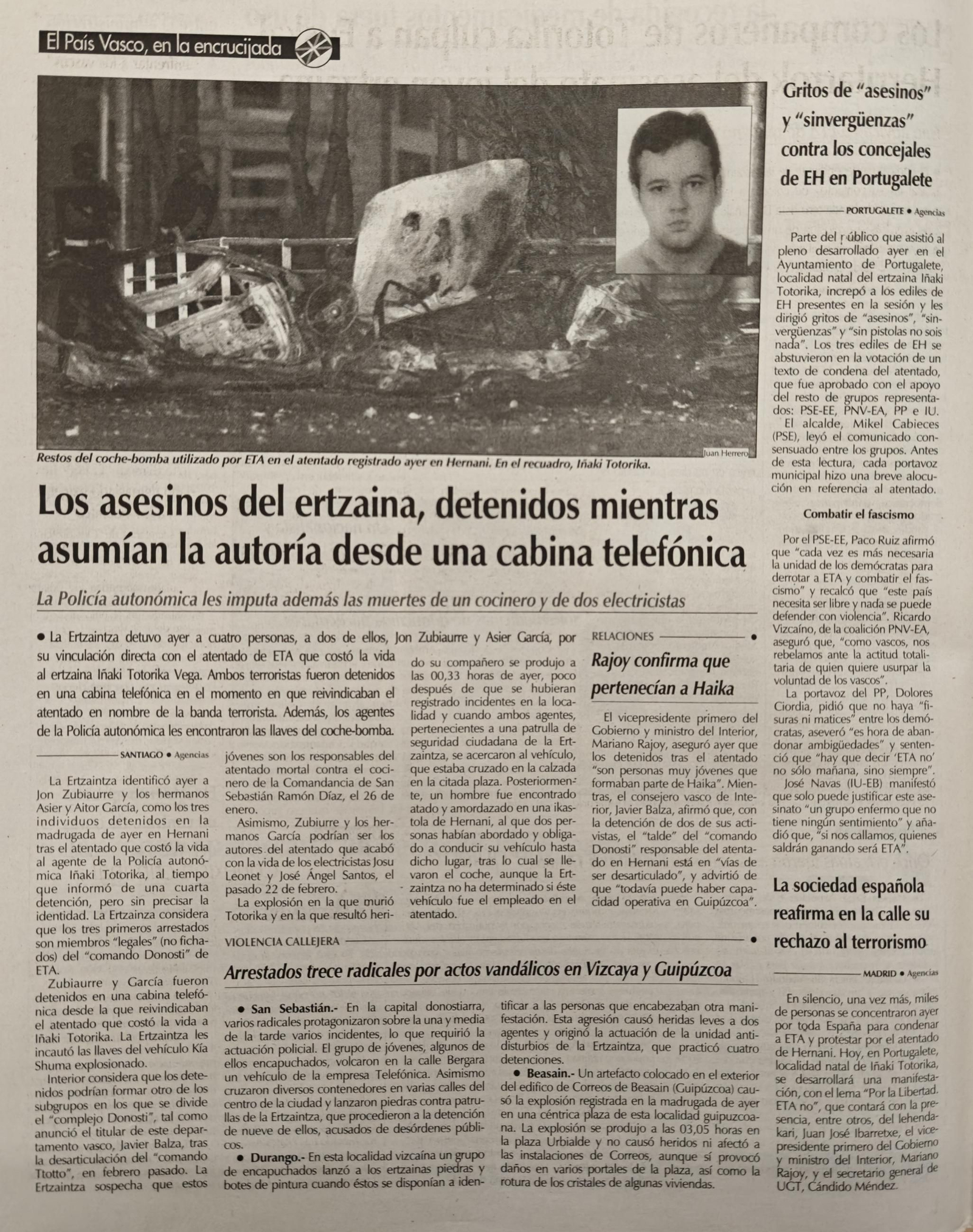 Detenidos los asesinos del ertzaina.