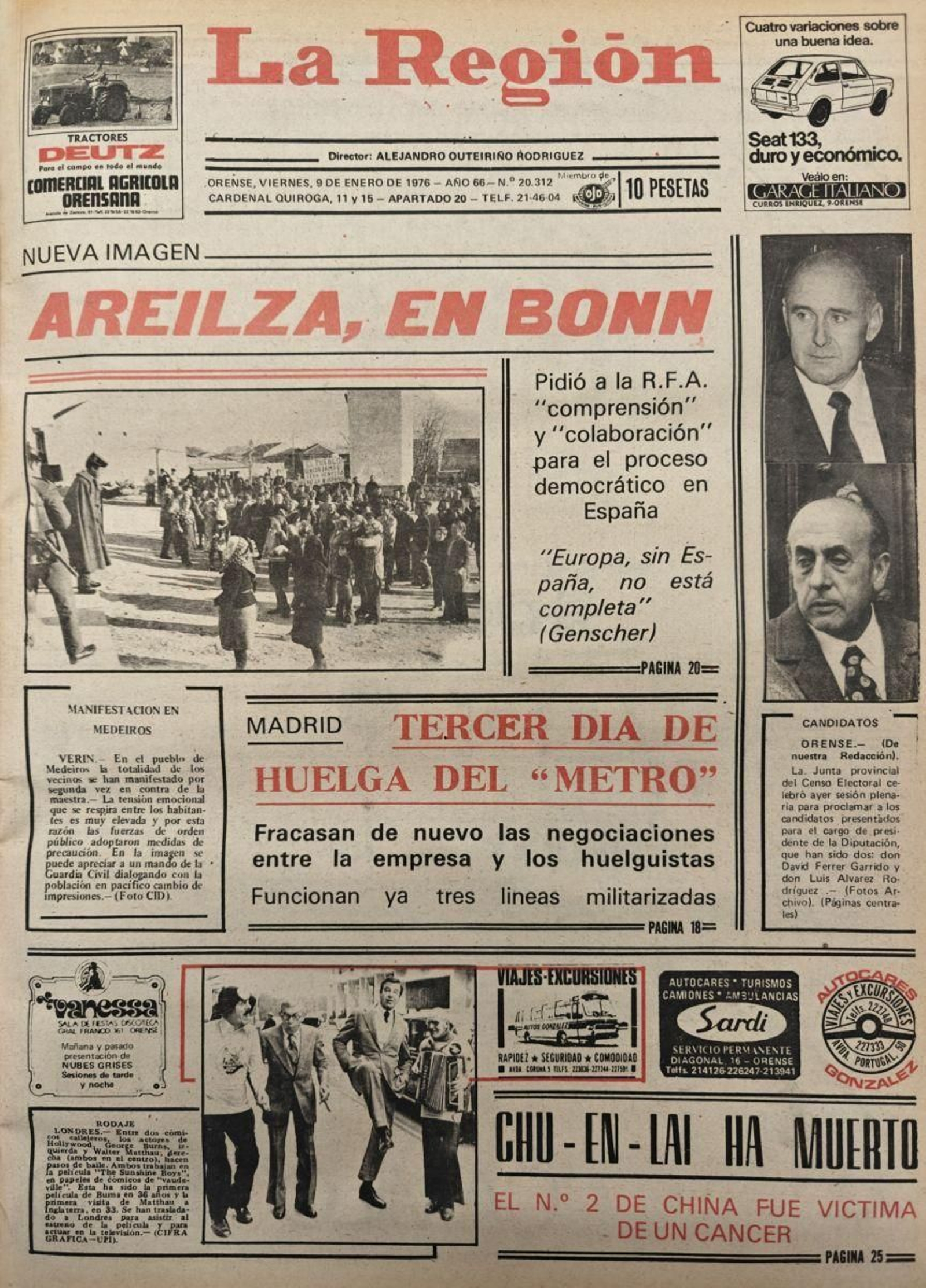 Los titulares de La Región del 9 de enero de 1976