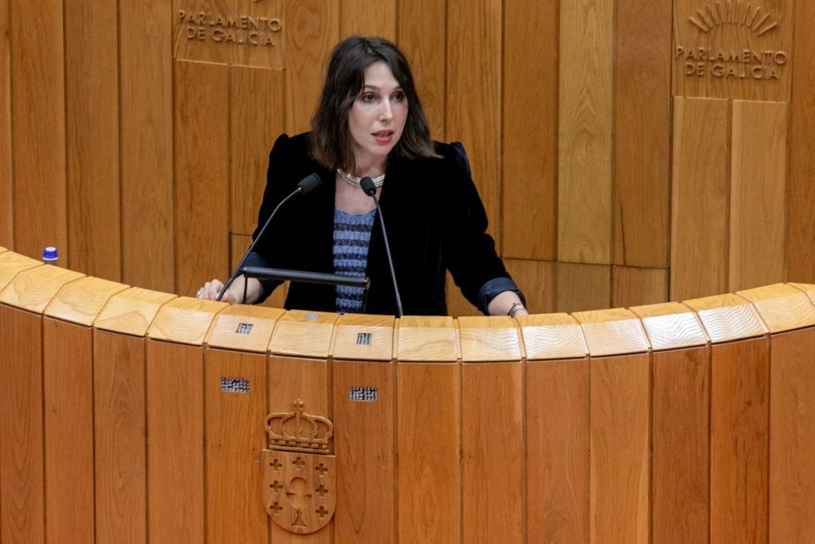 La conselleira de Economía, María Jesús Lorenzana, durante su intervención en un pleno.