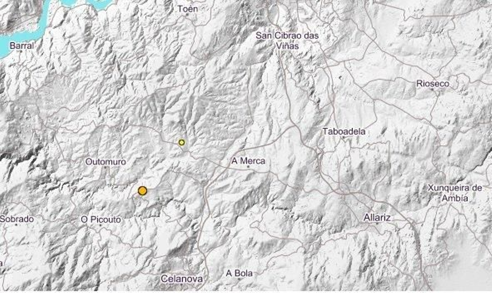 Registrados dos terremotos en Cartelle y A Merca.