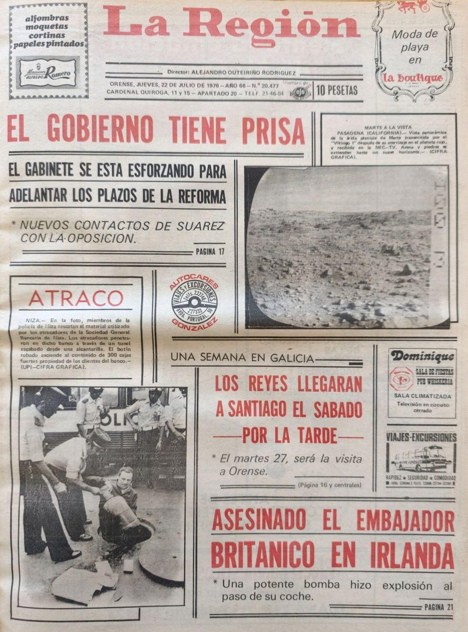 Primera página del 22 de julio de 1976.