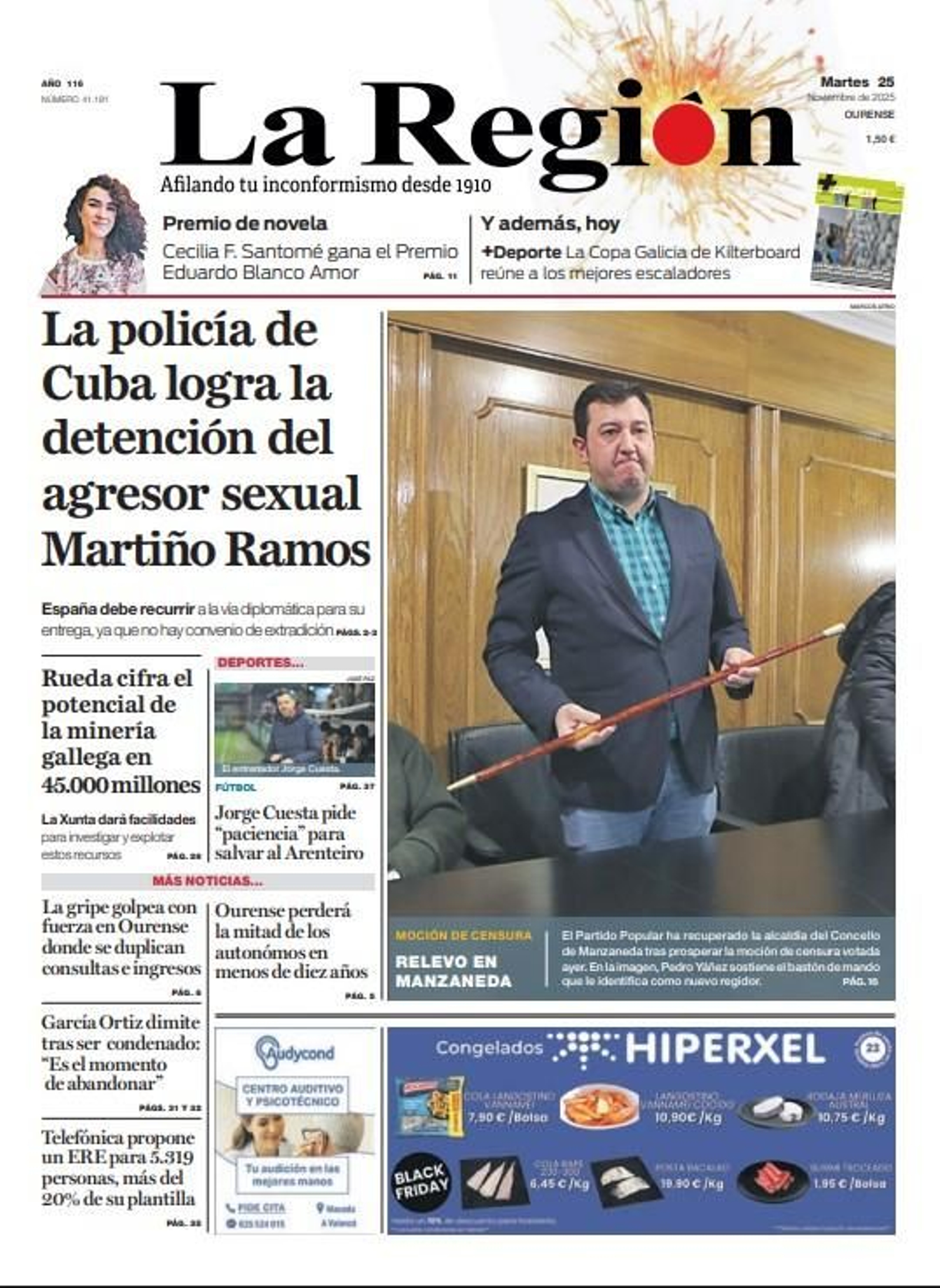 Los titulares de La Región de este martes, 25 de noviembre