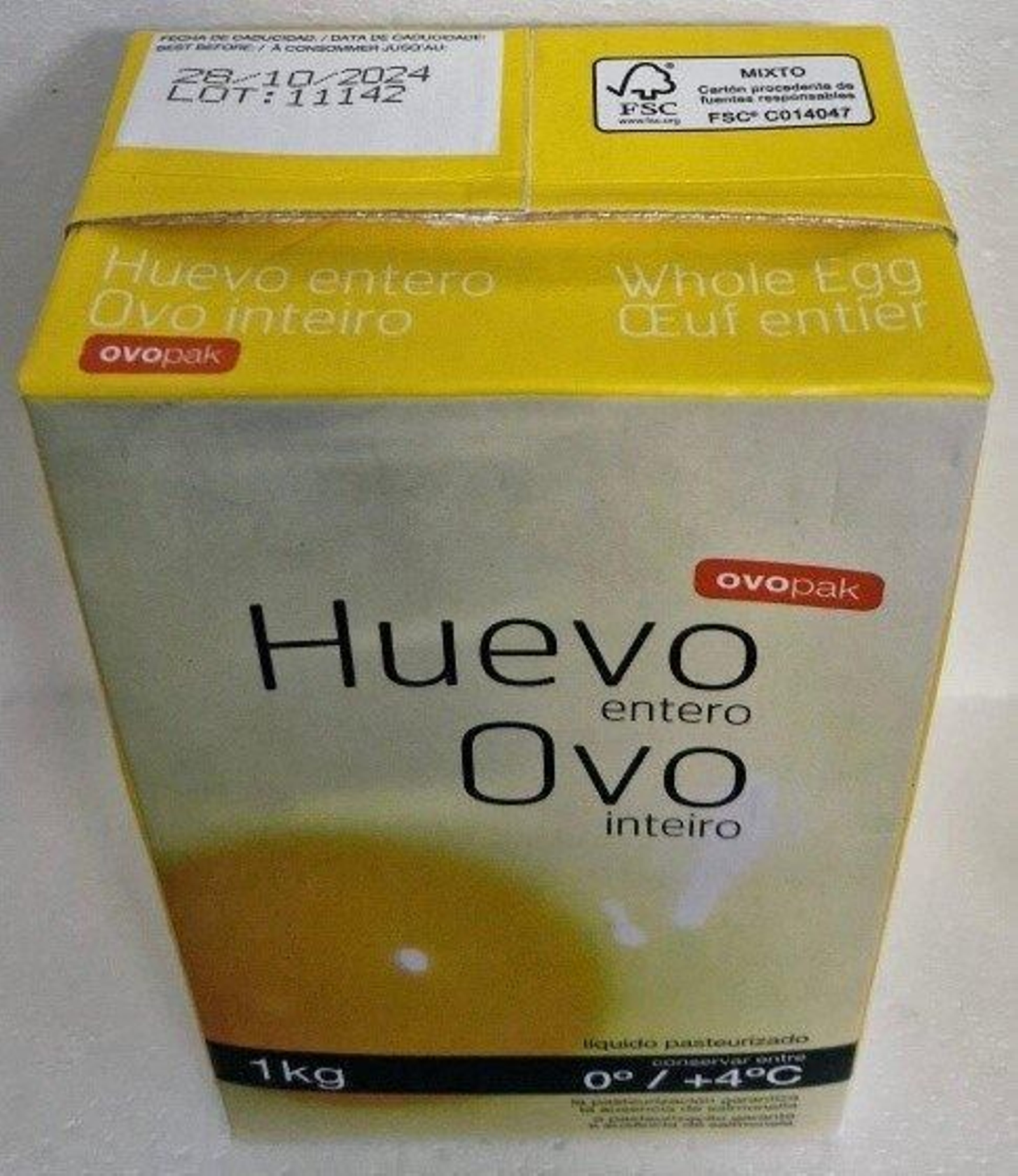 El huevo entero líquido pasteurizado en el cuál se encontró presencia de Salmonella. (Foto: AESAN)