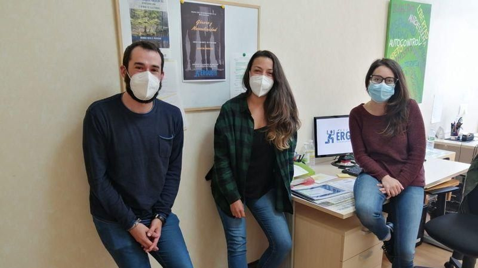Rodri, Ana e Inma, el equipo de profesionales de Érguete que impulsa el proyecto.