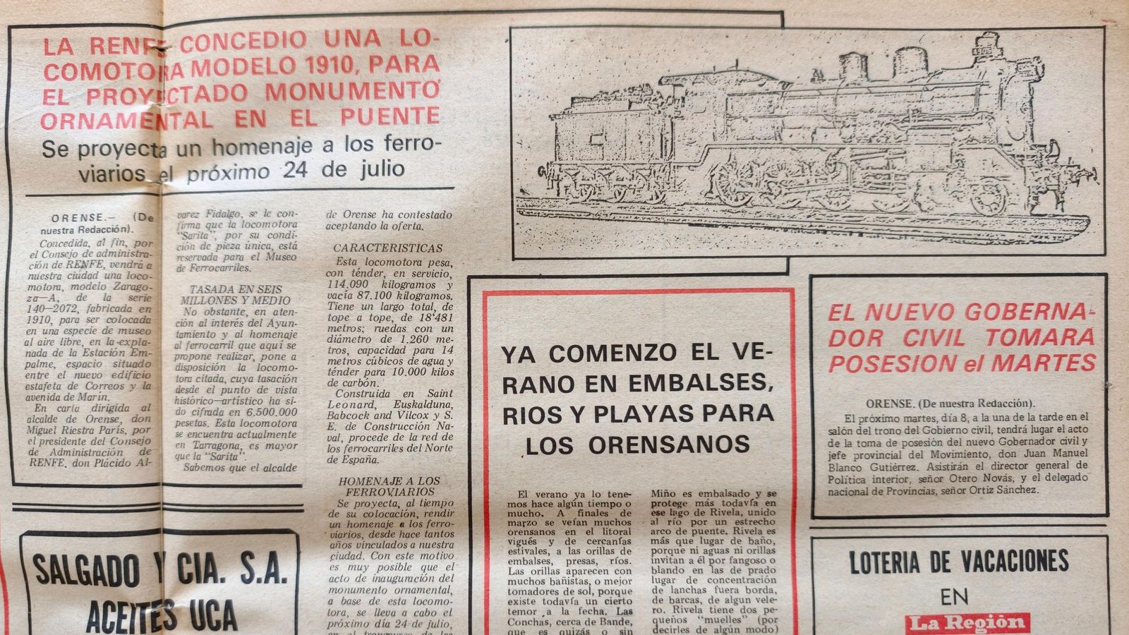 Los titulares de La Región del 9 de junio del 1976