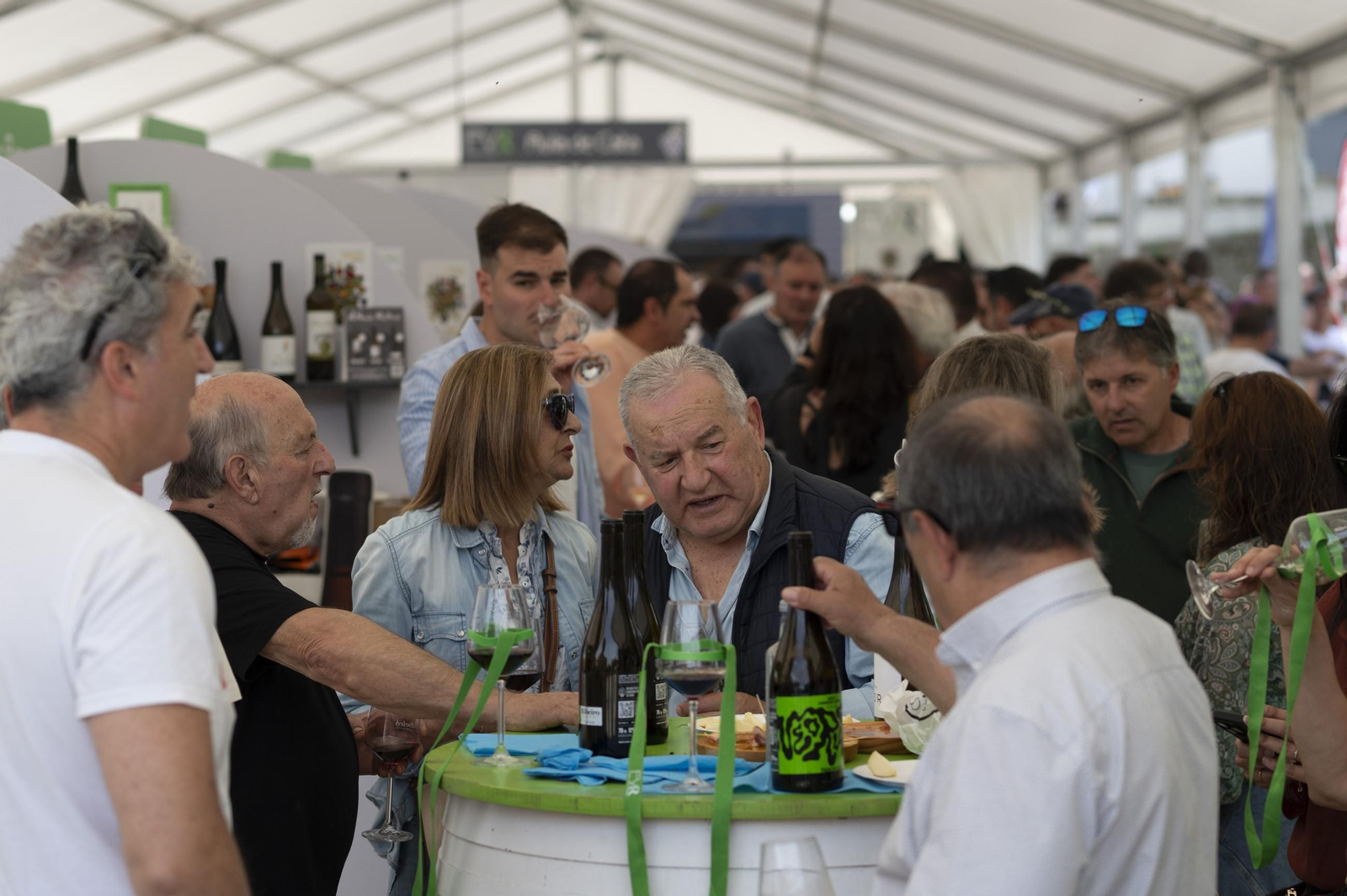 Ambiente festivo, brindis y degustaciones en el recinto de la Alameda de Ribadavia durante la celebración de la 63ª Feira do Viño do Ribeiro