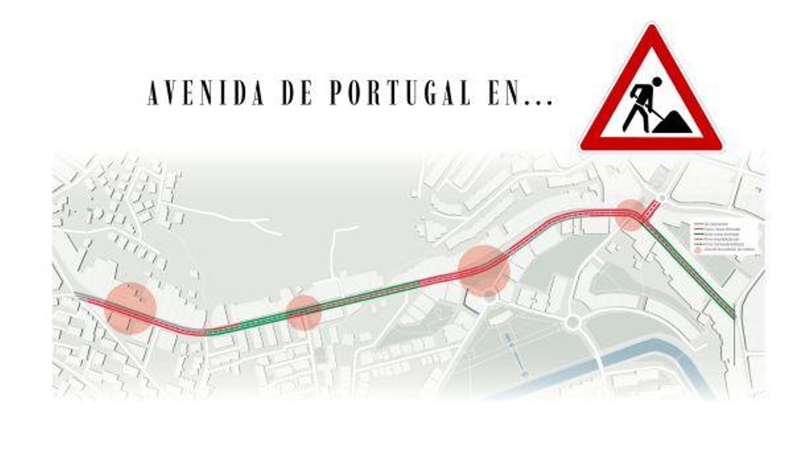 Obras paralizadas en toda la arteria que conforma la Avenida de Portugal, en Ourense.