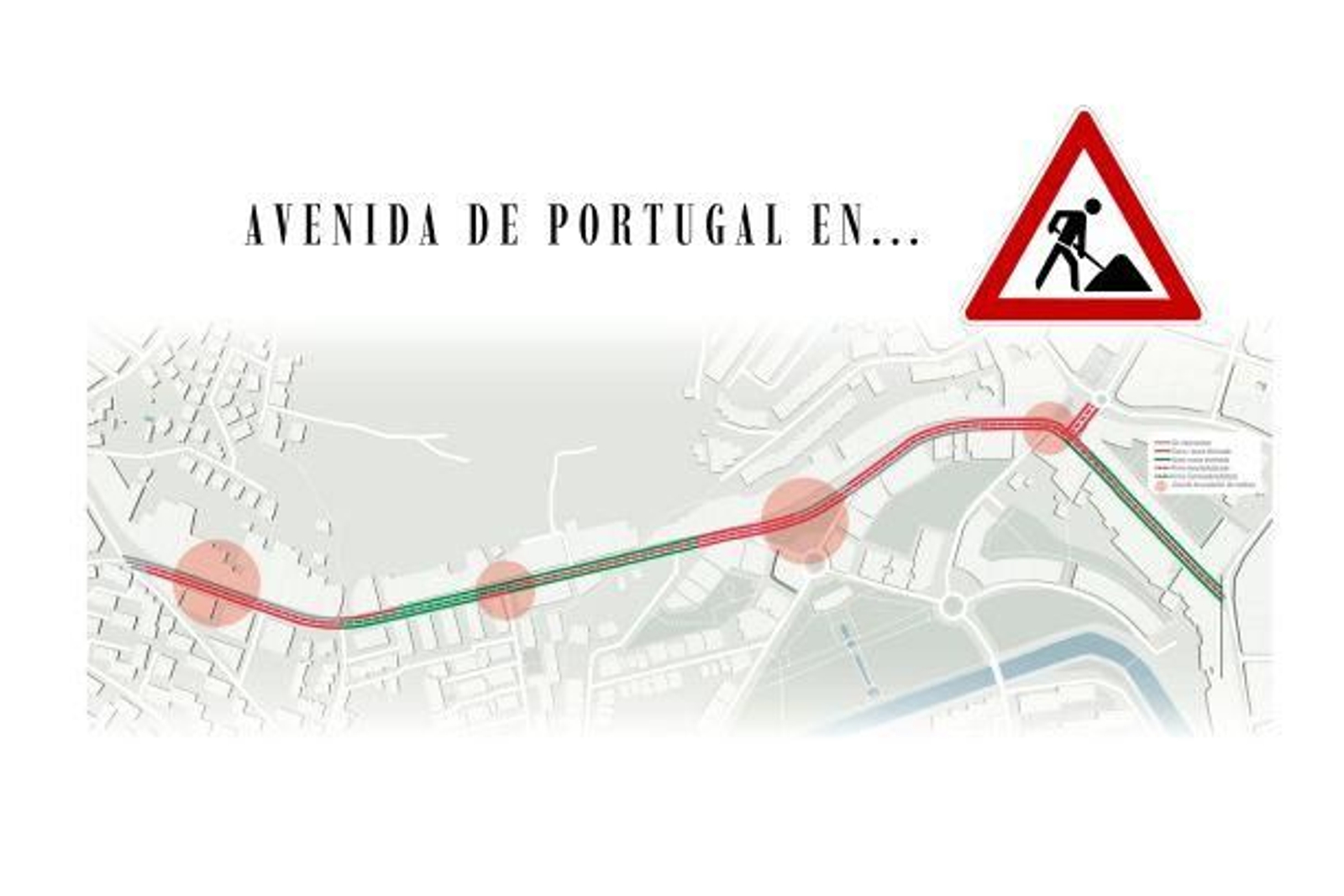 Obras paralizadas en toda la arteria que conforma la Avenida de Portugal, en Ourense.