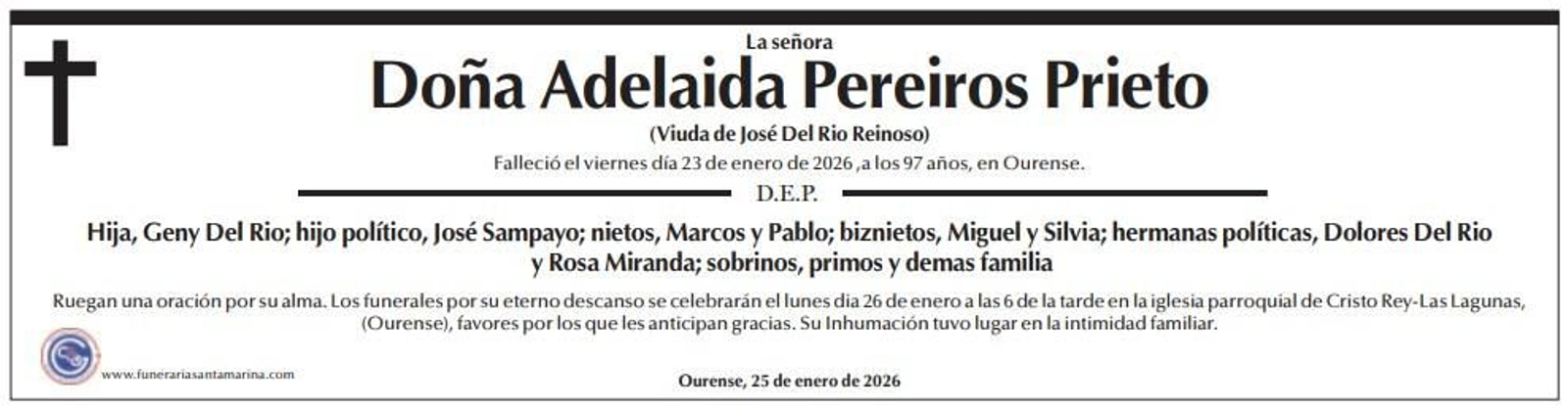 Las esquelas de hoy, 25 de enero.