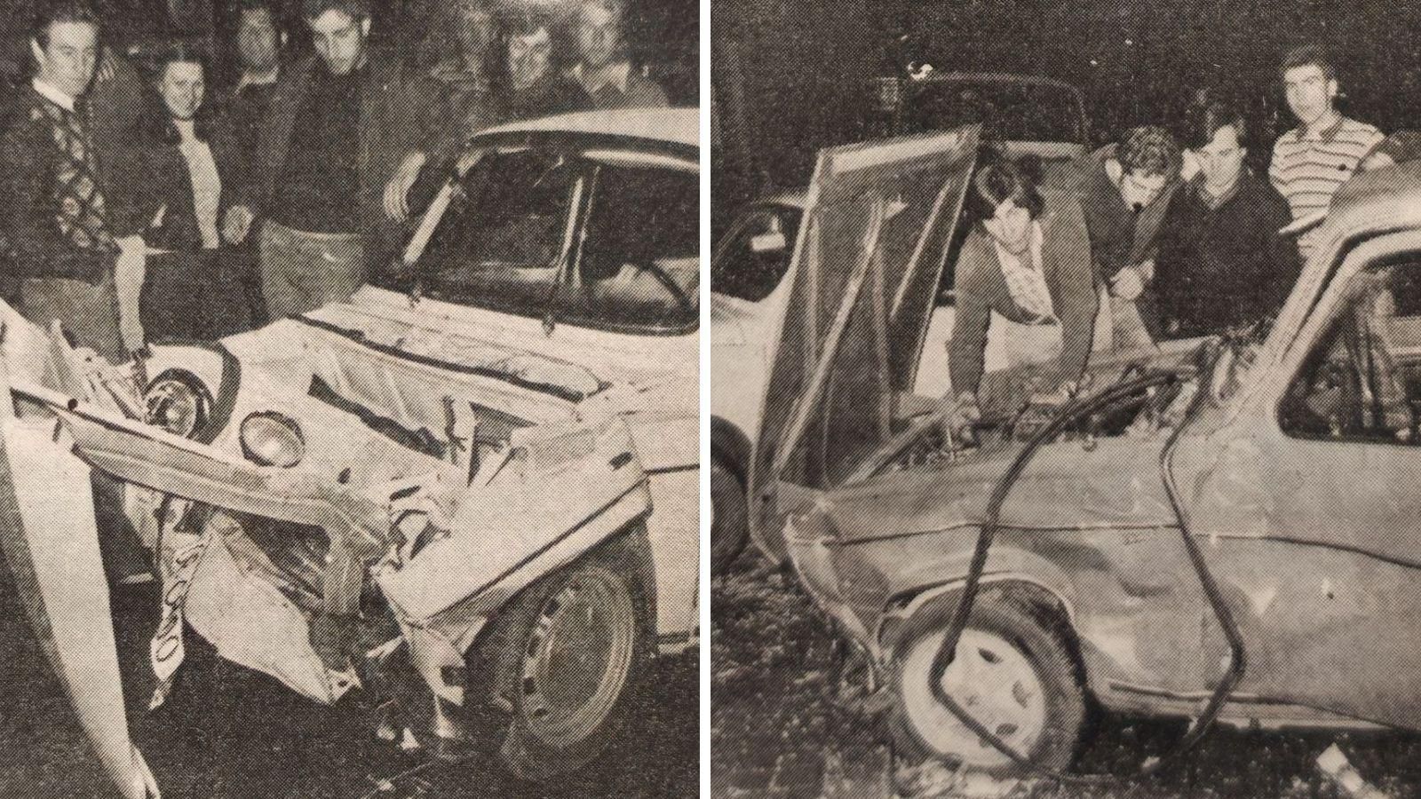  Los dos coches siniestrados en el accidente.