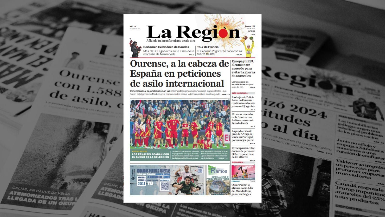 La portada del lunes 28 de julio