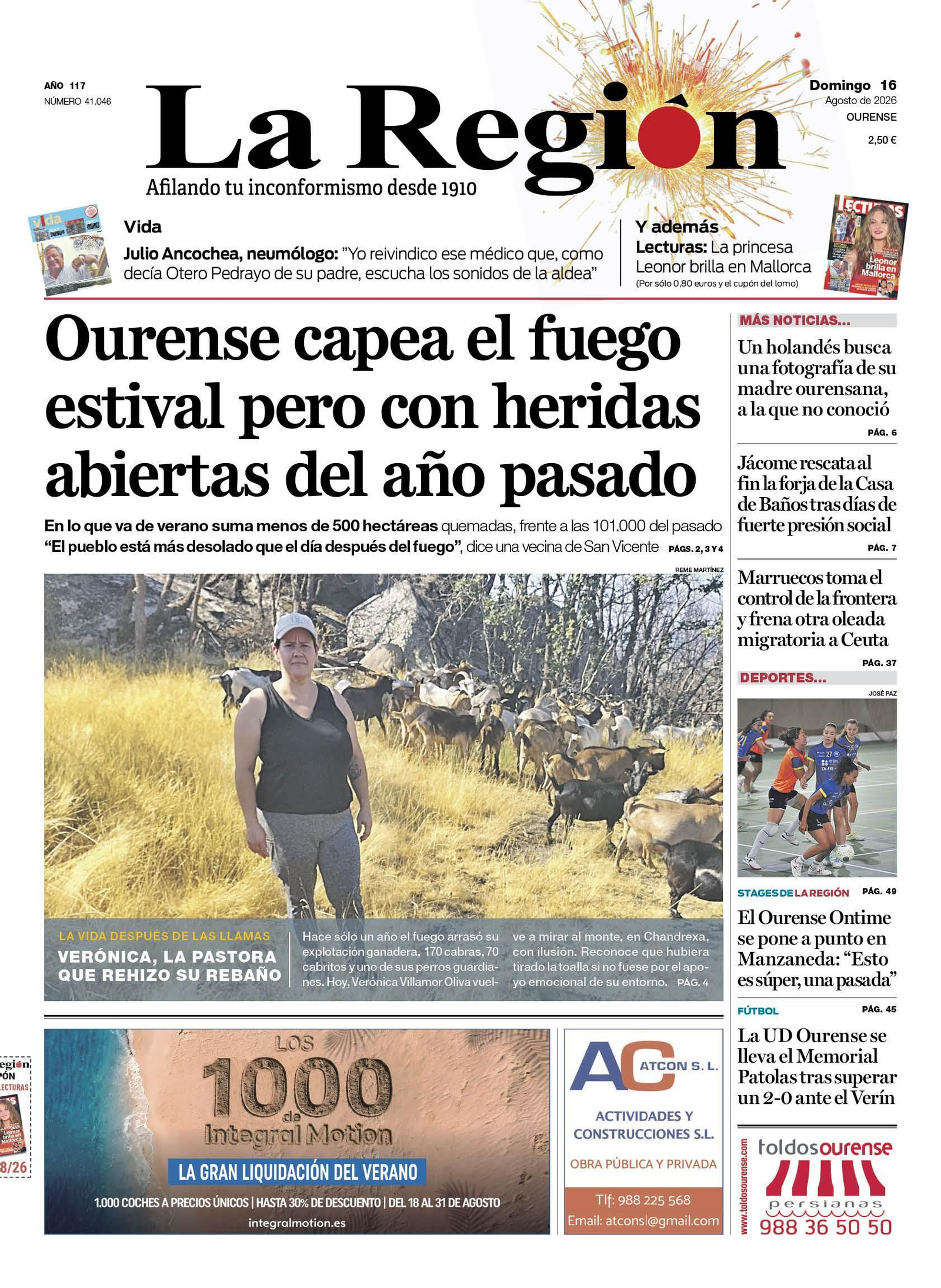 Titulares de La Región de este domingo, 16 de agosto