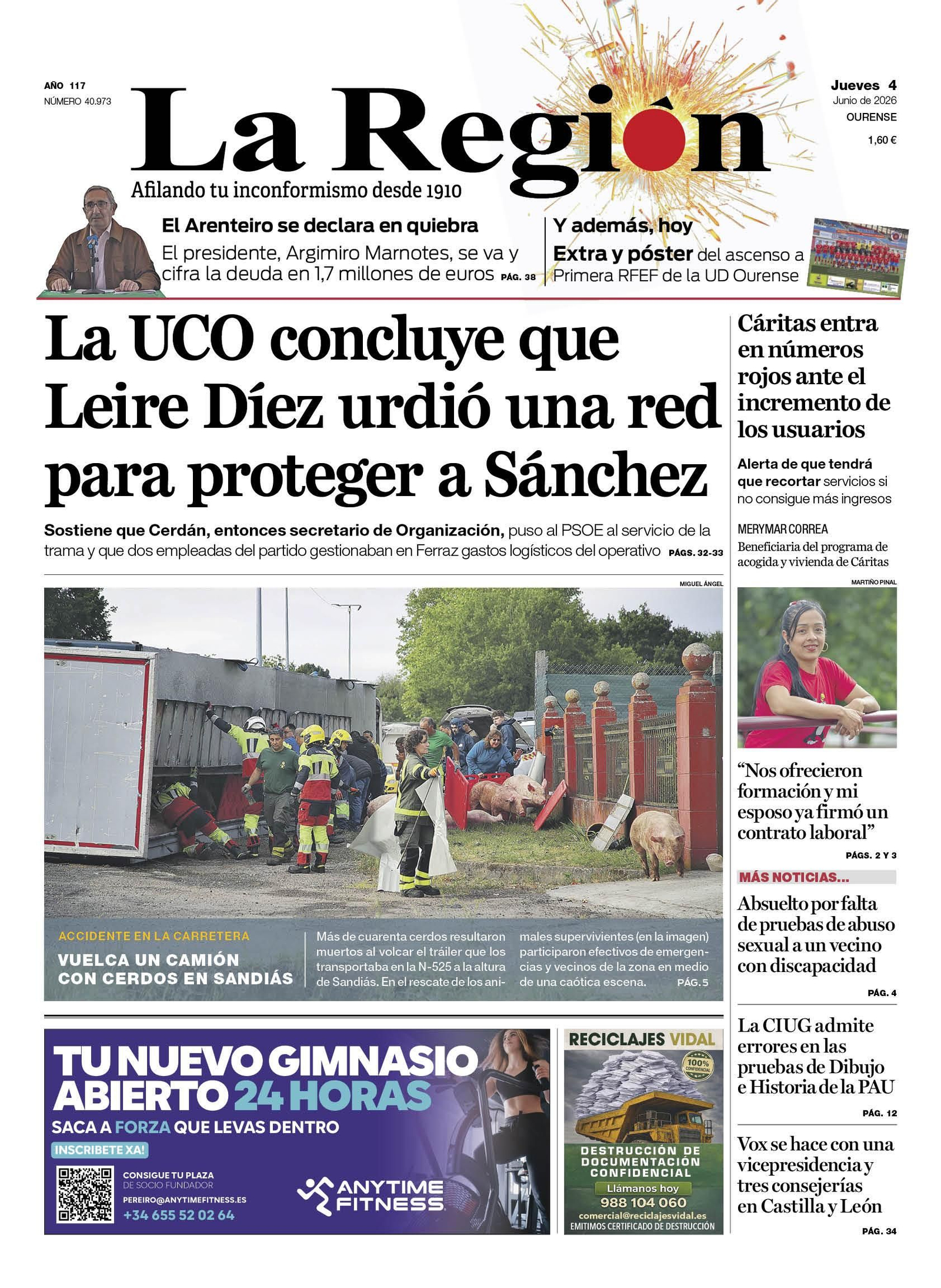 Portada de este jueves, 4 de junio.