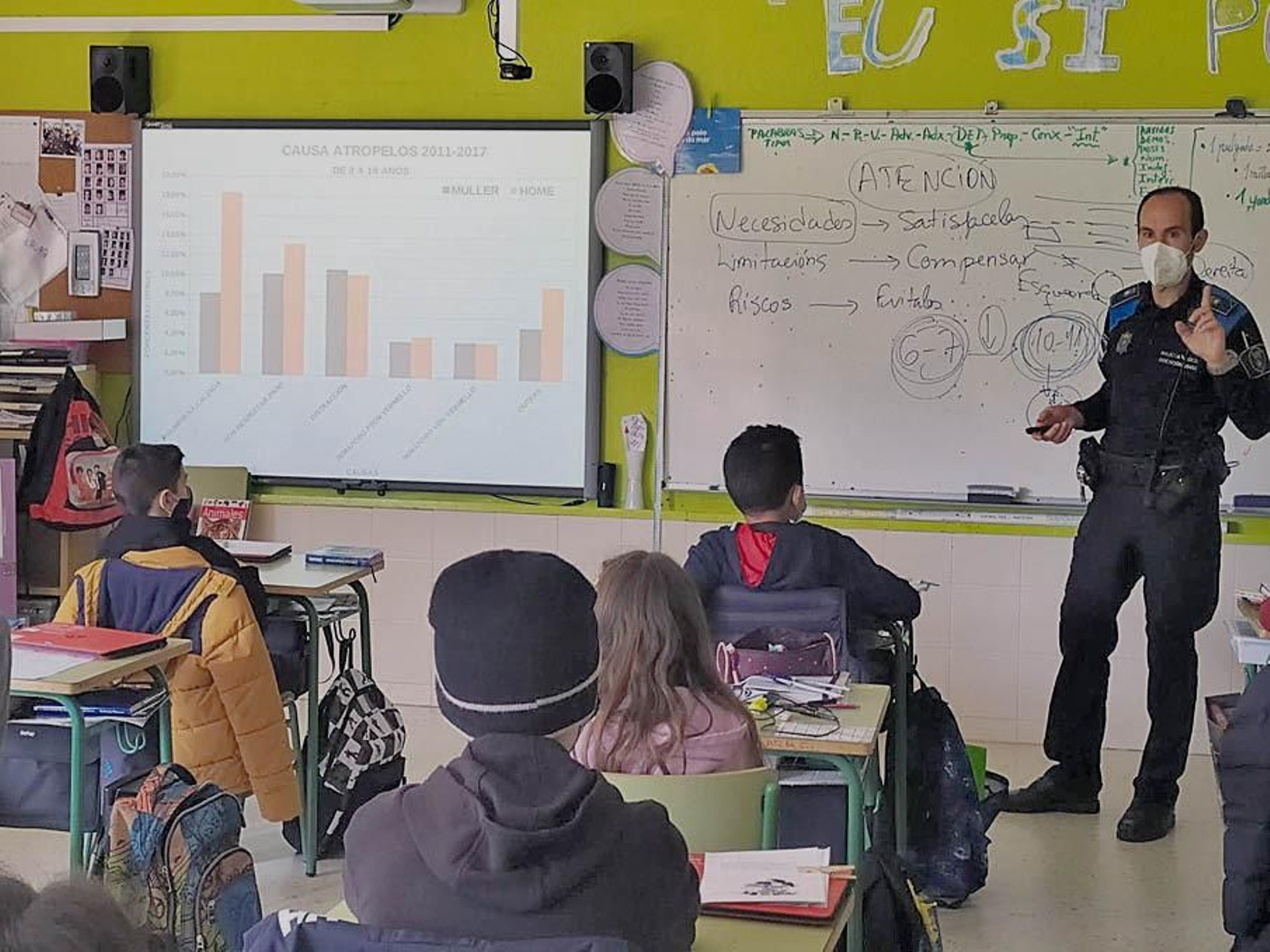 El agente de la Policía Local de Vigo, Pablo Vila, durante una de las actividades realizadas este curso.