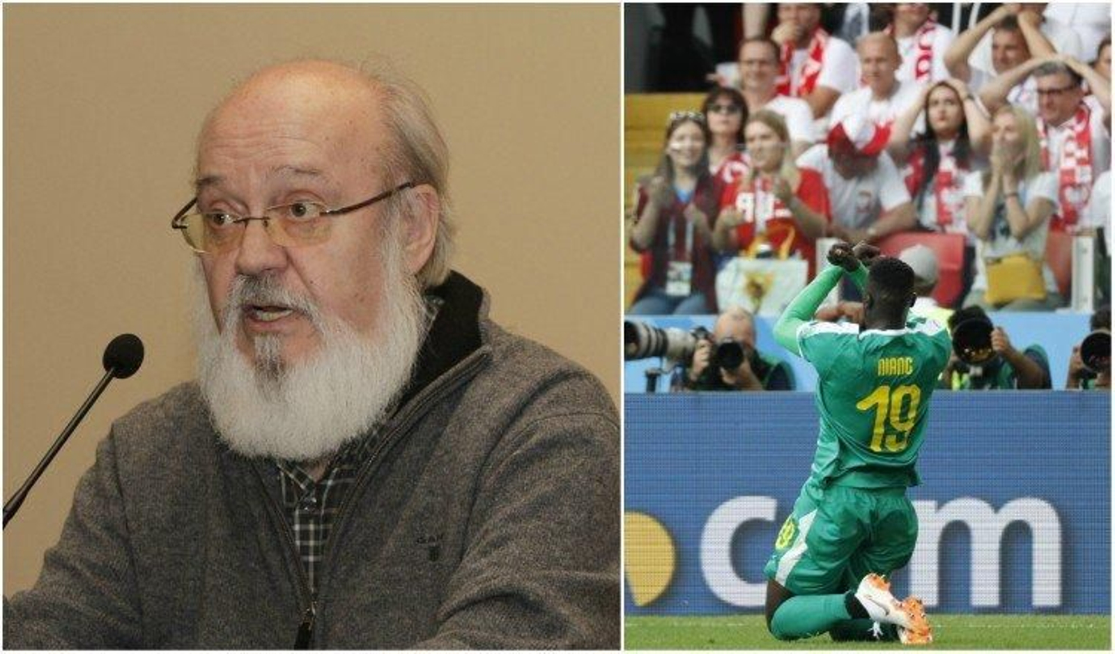 Cuerda y uno de los jugadores de Senegal celebrando el triunfo de su equipo ante Polonia.