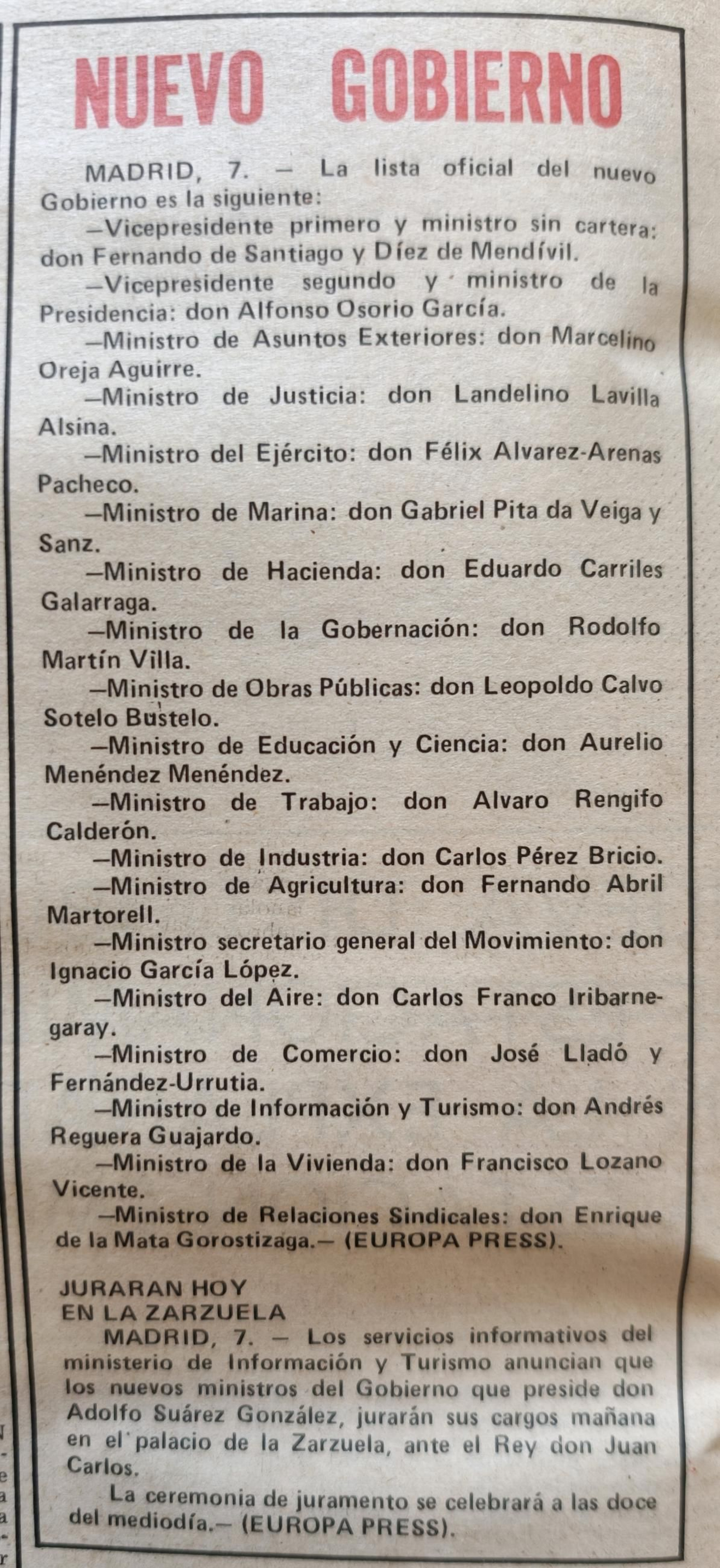 Noticias escaneadas del periódico La Región de 1976.