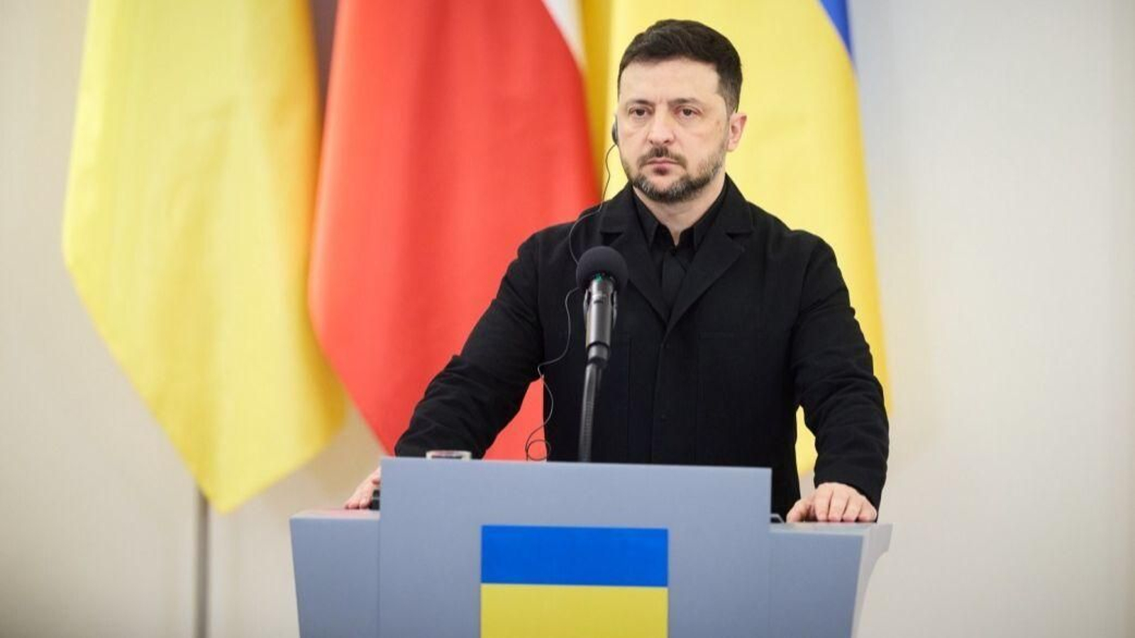El presidente de Ucrania, Volodimir Zelenski, en una foto de archivo, antes de presentar su borrador de plan de paz junto a Estados Unidos.