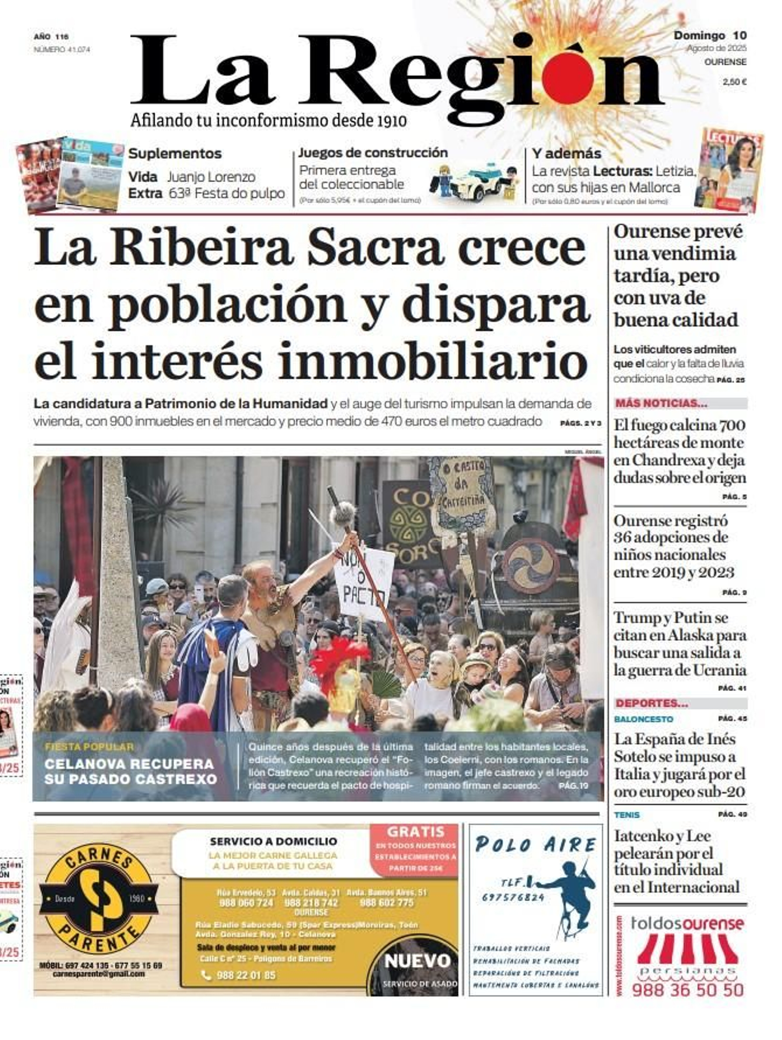 La portada de este domingo de La Región