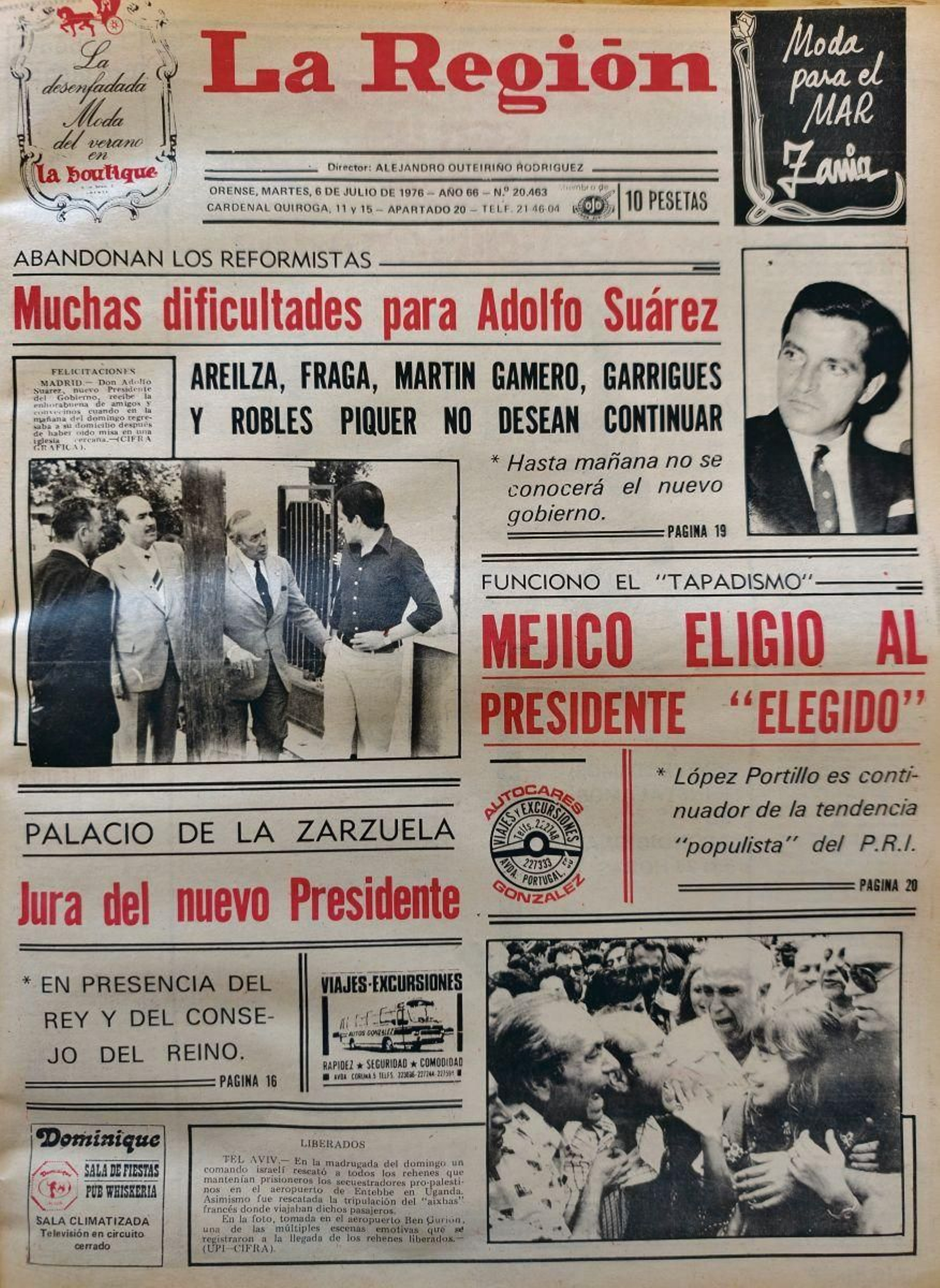 Los titulares de La Región del 6 de julio de 1976