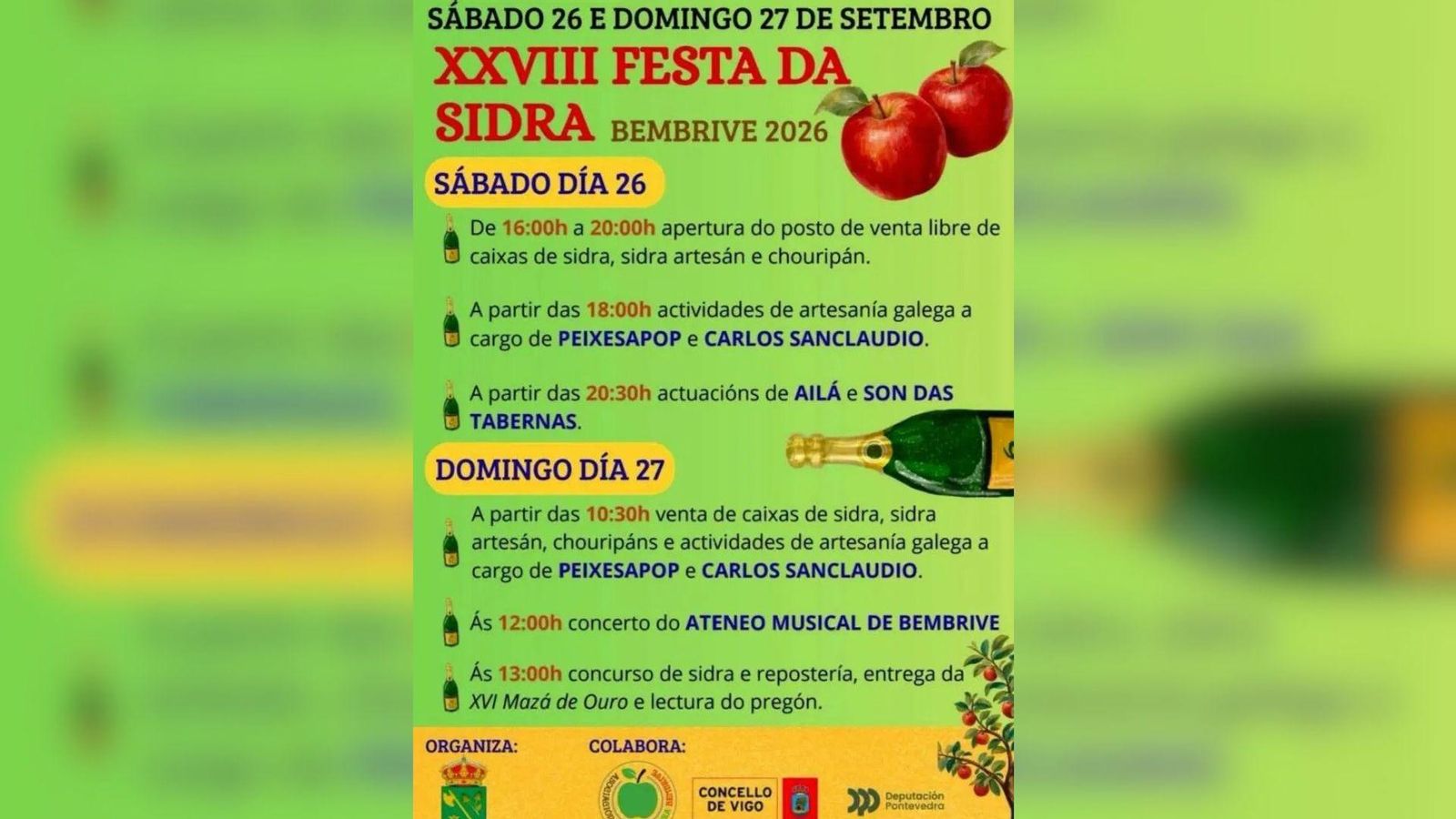 Programa de la Festa da Sidra de Bembrive.