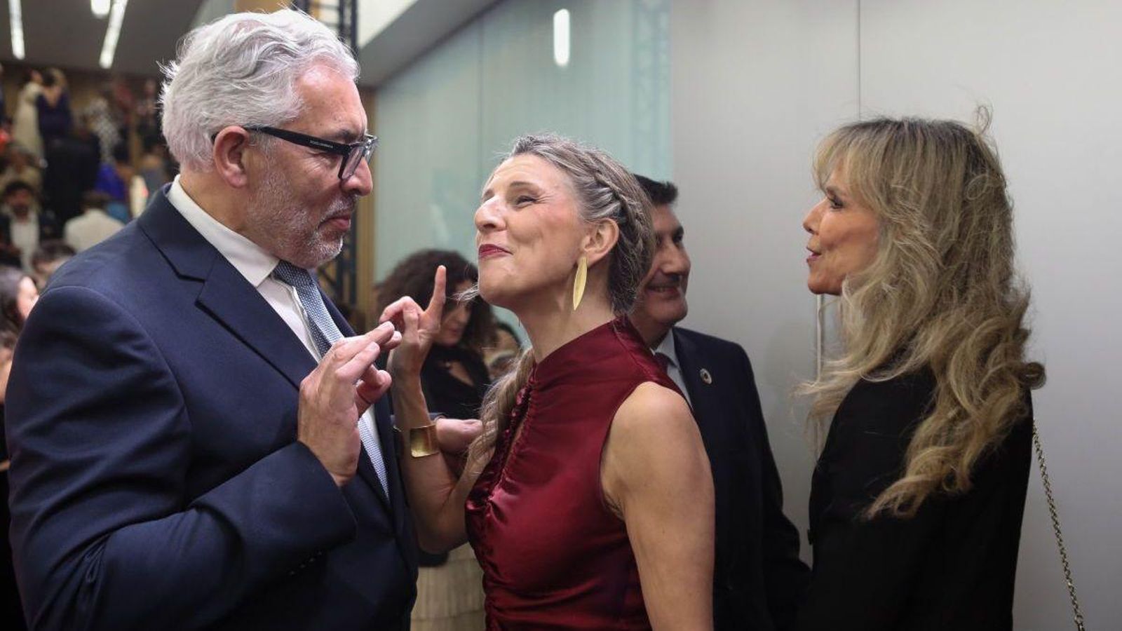 Yolanda Díaz y el alcalde de Lugo, Miguel Fernández, en los Mestre Mateo.