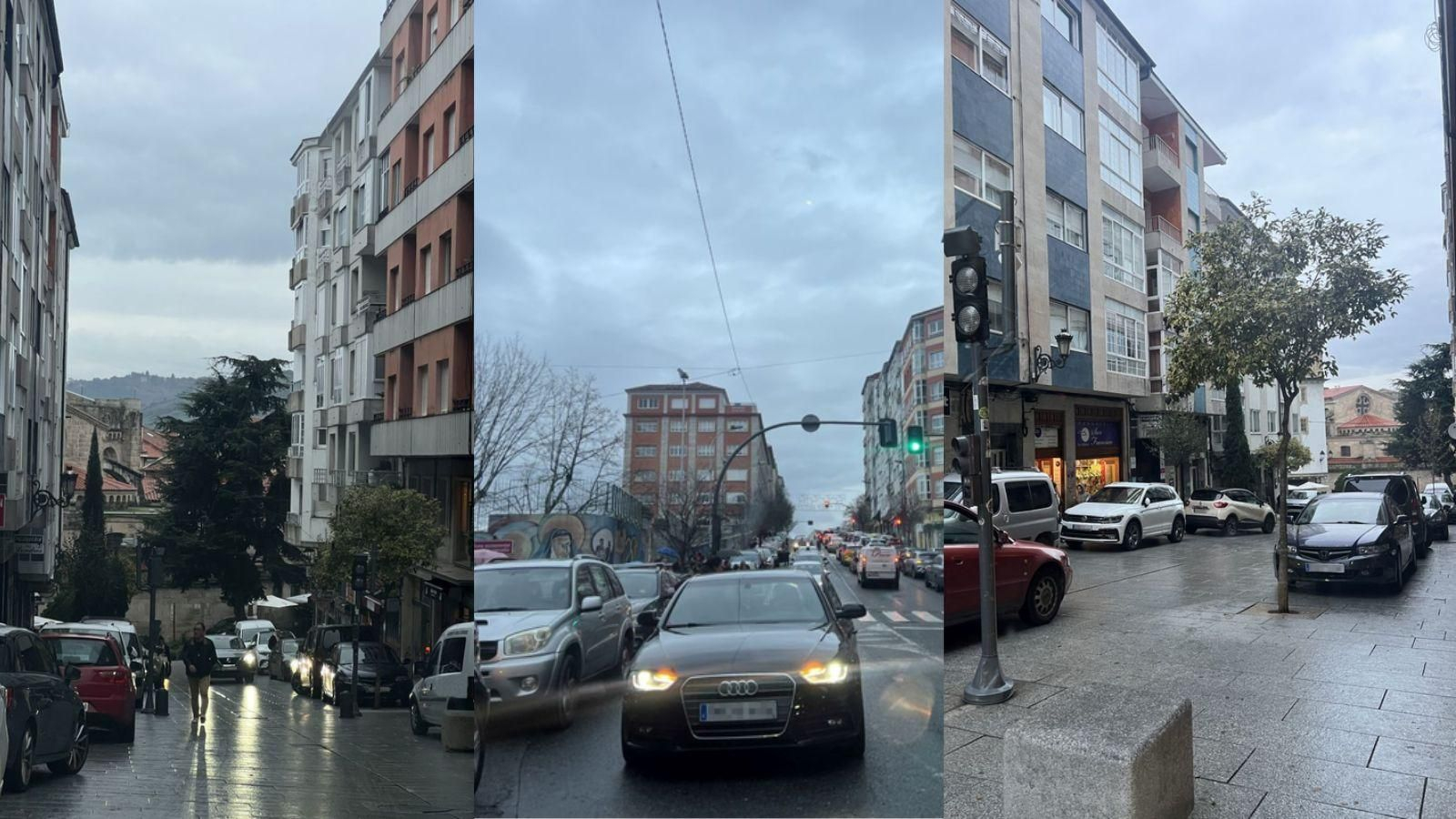 La zona vieja de Ourense en hora punta a la salida de los colegios.