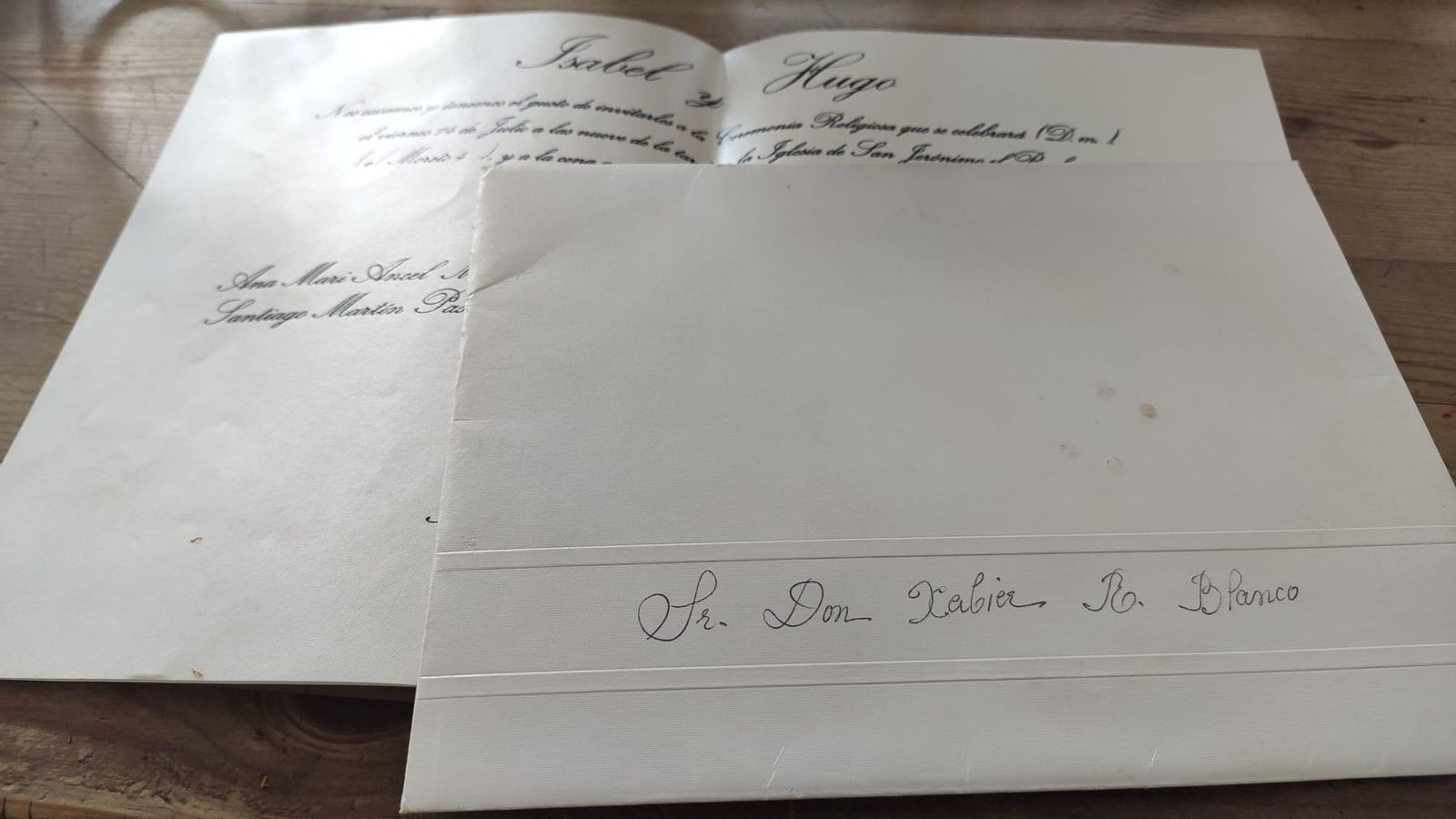 Invitación a la boda de Hugo Sánchez