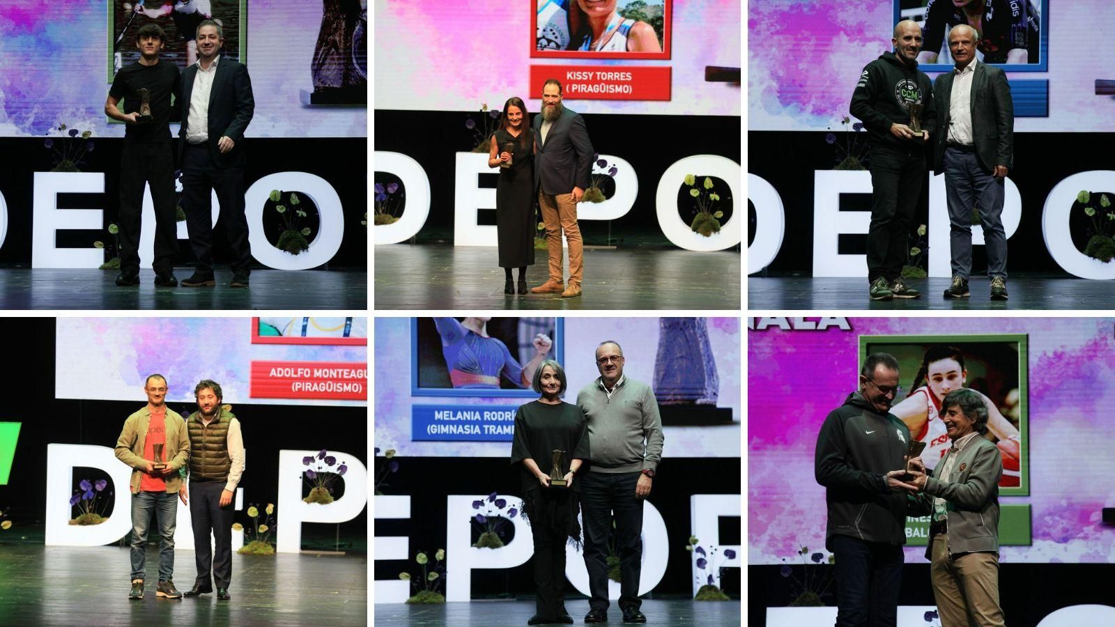 Los ganadores de las categorías a mejor deportistas absolutos, veteranos y promesas.