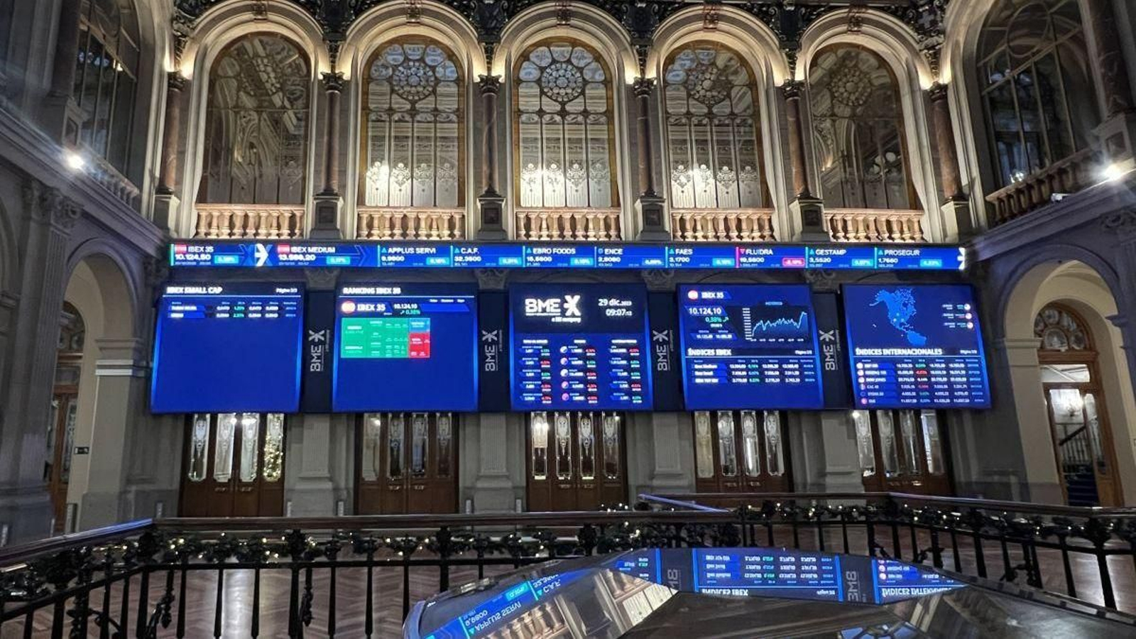Panel de cotizaciones en la Bolsa.