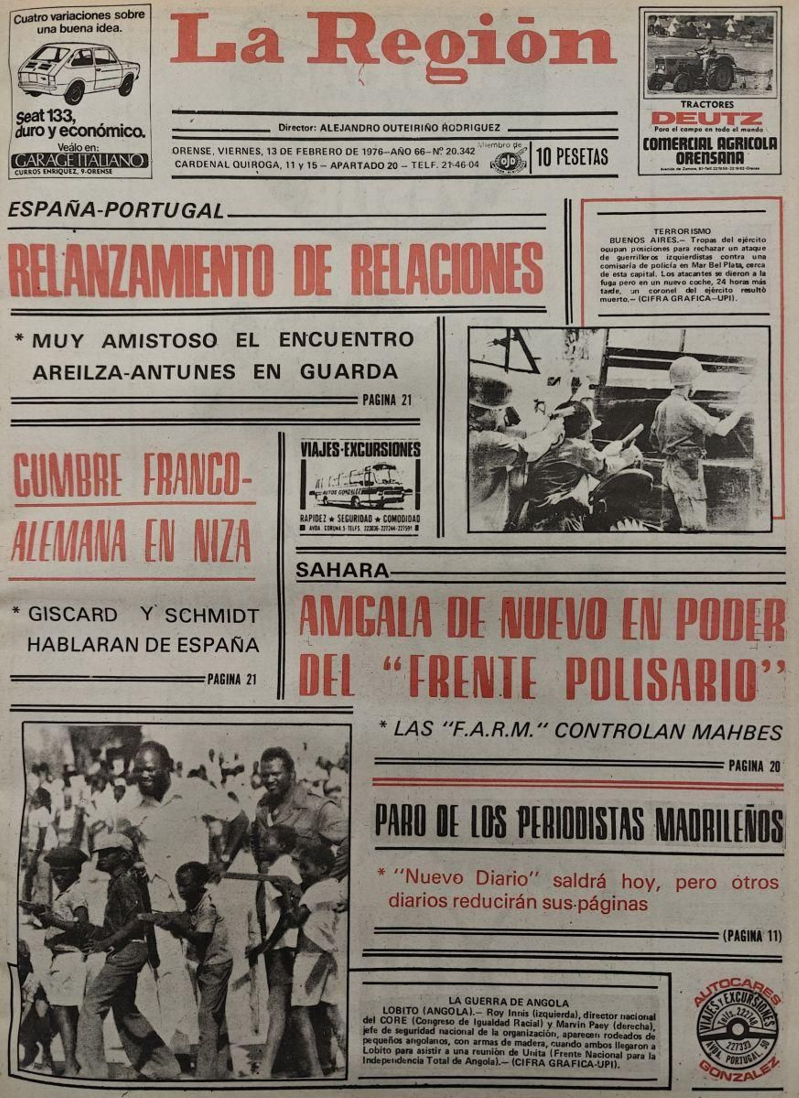 El general subinspector de la Policía Armada visita la guarnición de Ourense