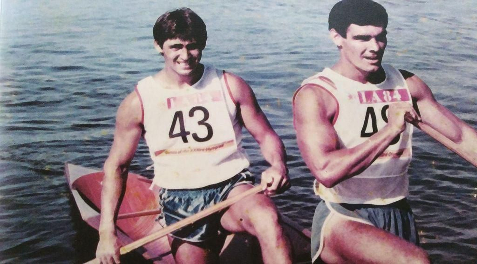 Enrique Míguez y su compañero en el C2 500, Narciso Suárez, en los Juegos de Los Angeles, en 1984.