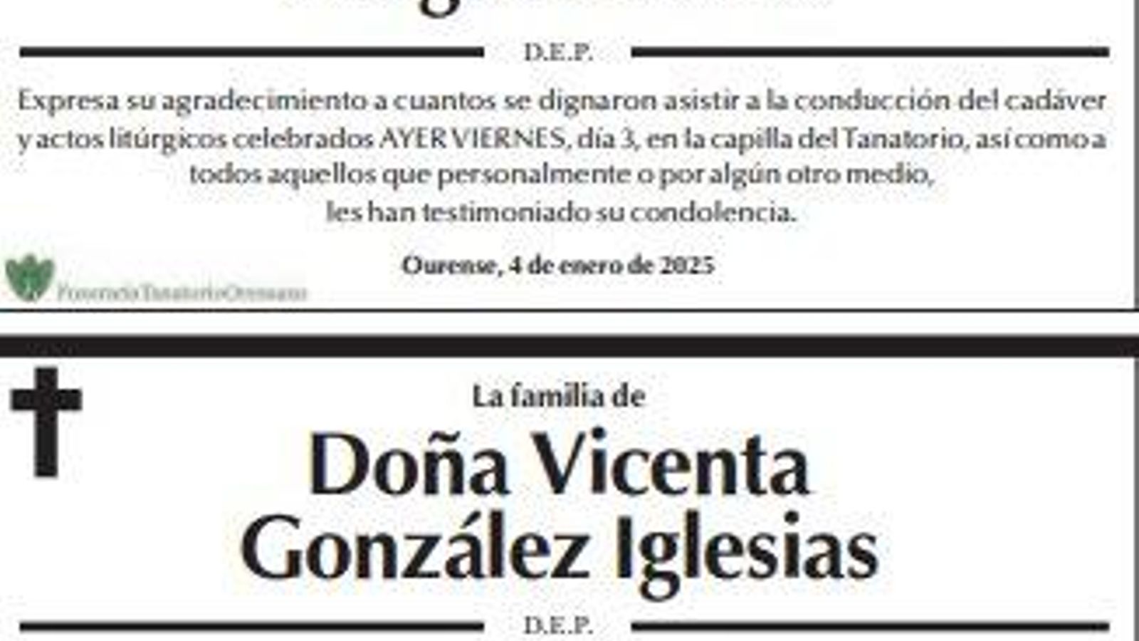 Las esquelas de este sábado, 4 de enero, en Ourense