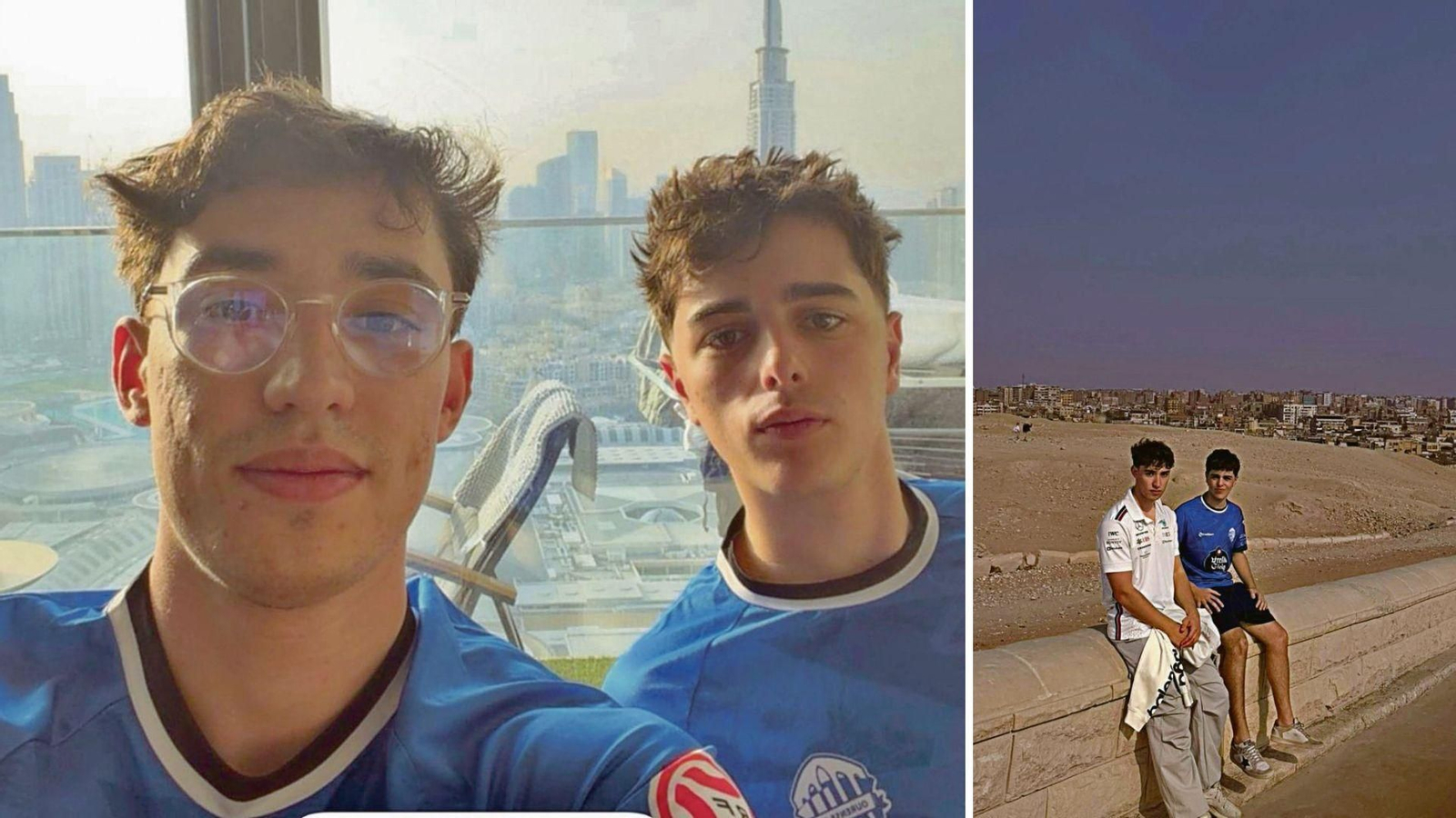 Los jóvenes empresarios ourensanos, Paulo Simón, y Pablo Laíño, que pasaron de Dubai a Egipto en su viaje para volver a España.