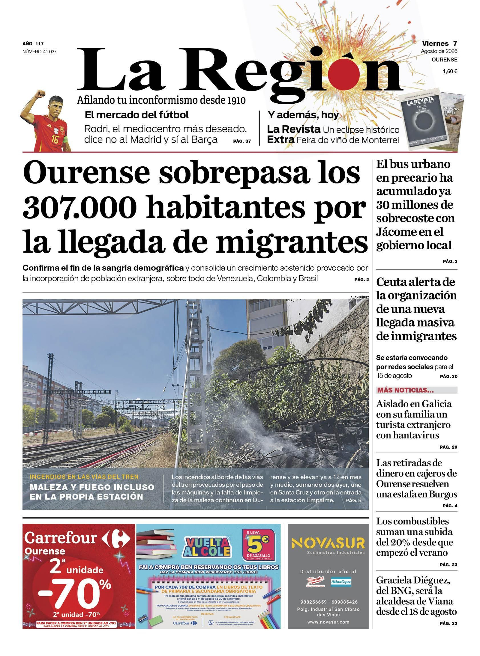 La portada de La Región de este viernes, 7 de agosto.