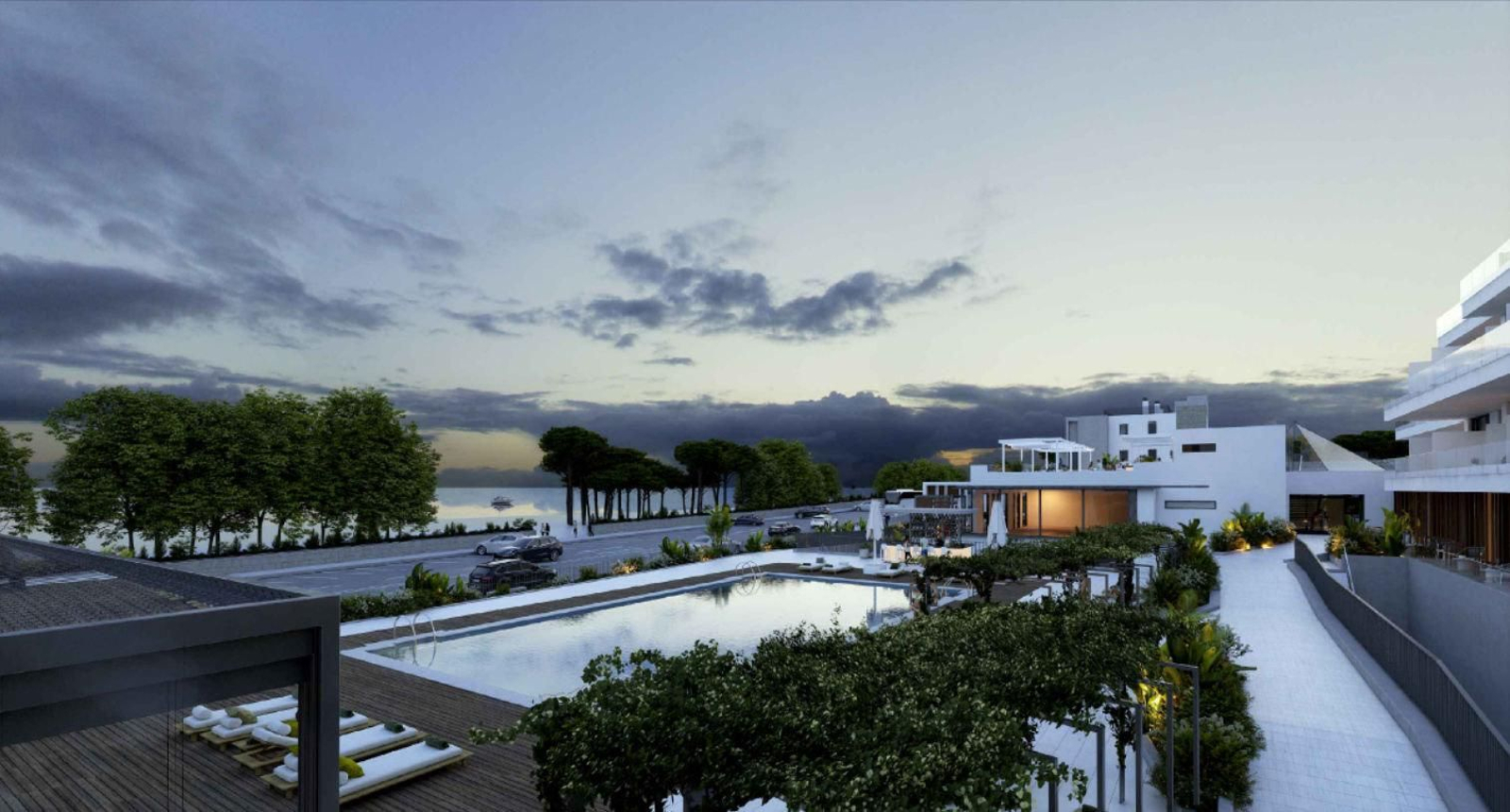 Vista de Samil y de la piscina del hotel desde una de las habitaciones