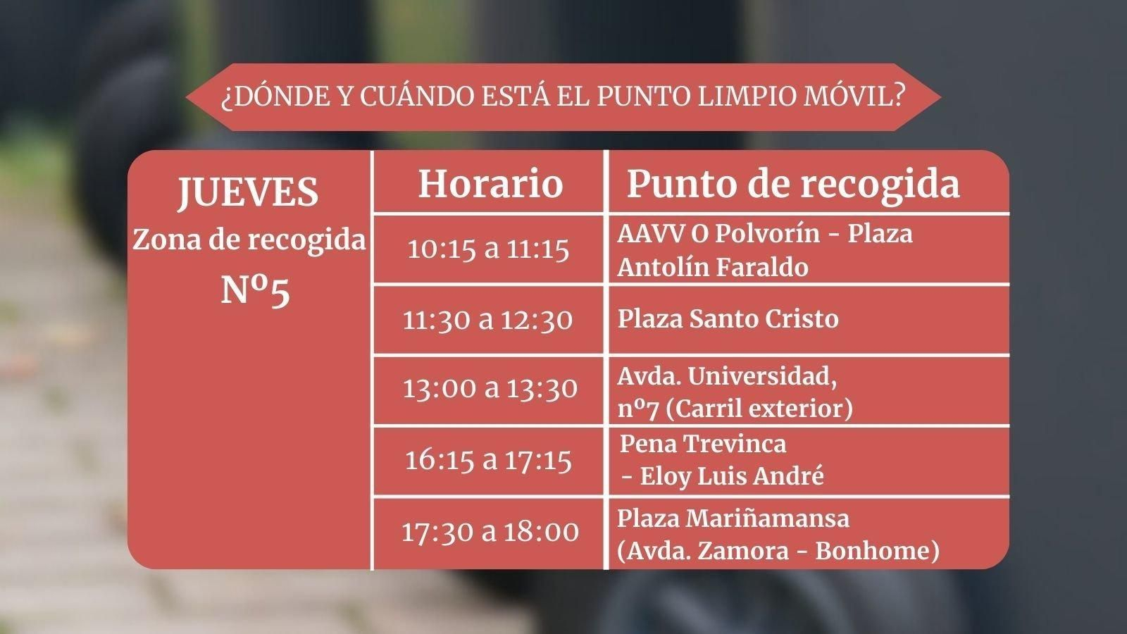 Este es el itinerario los jueves.