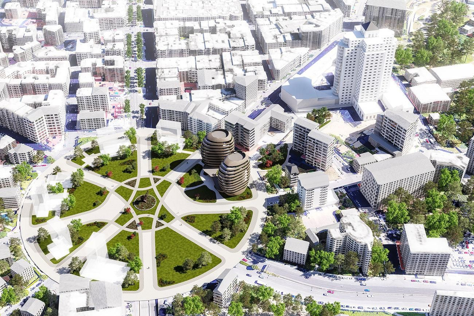 Una infografía del último diseño elaborado de la plaza para la urbanización de Aliseda.