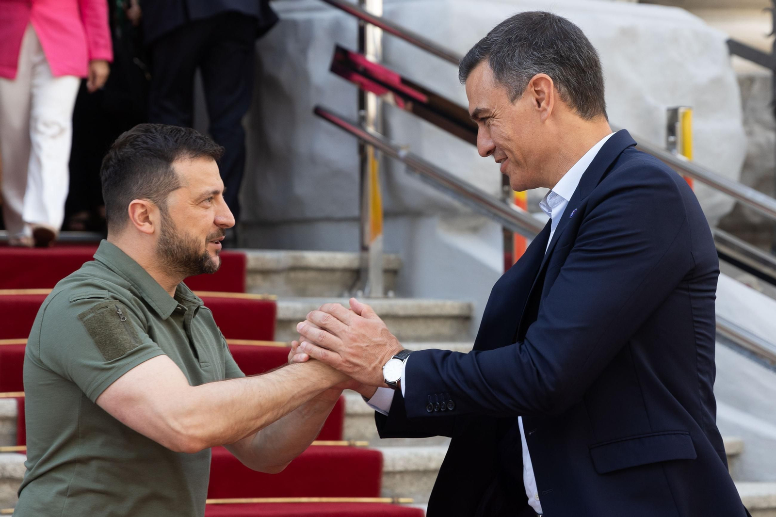 El presidente del Gobierno, Pedro Sánchez, en una reunión con Volodímir Zelenski